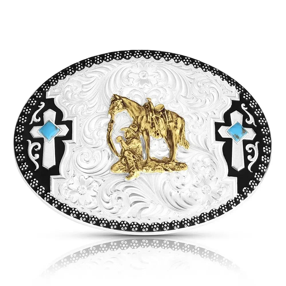 Men's Montana Silversmiths Undeniable Faith Buckle with Praying Cowboy 58610-456