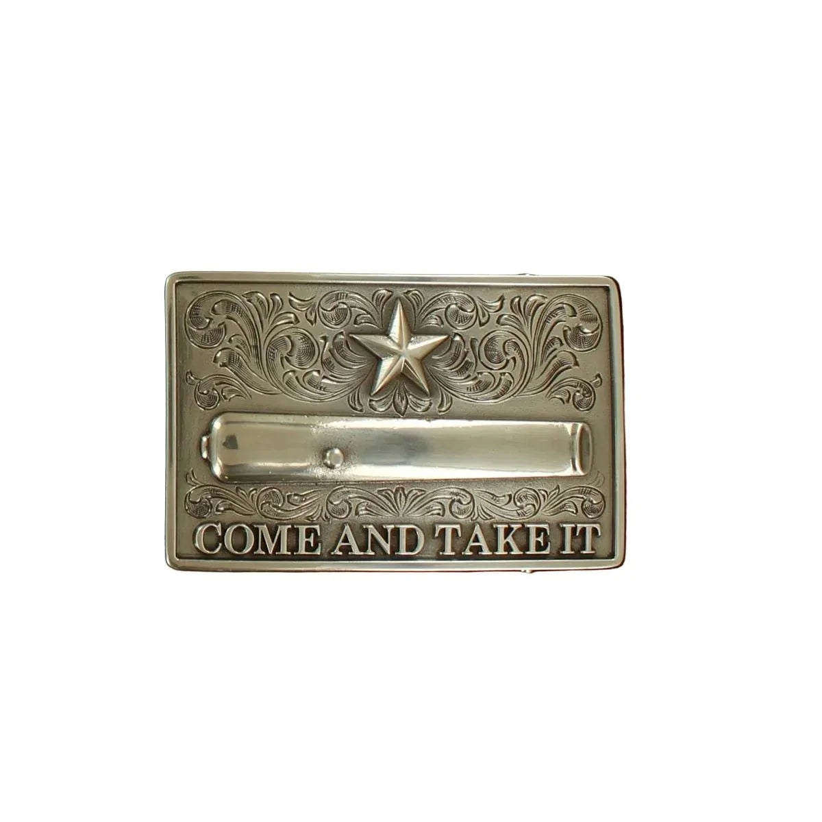 Men's Nocona Silver Rectangle "Come and Take it" Western Belt Buckle 37103