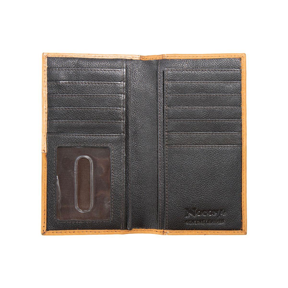 Men's Nocona Tan Rodeo Style Calf Hair & Tooled Leather Overlay Wallet N500048808 - Crazy House Western Wear