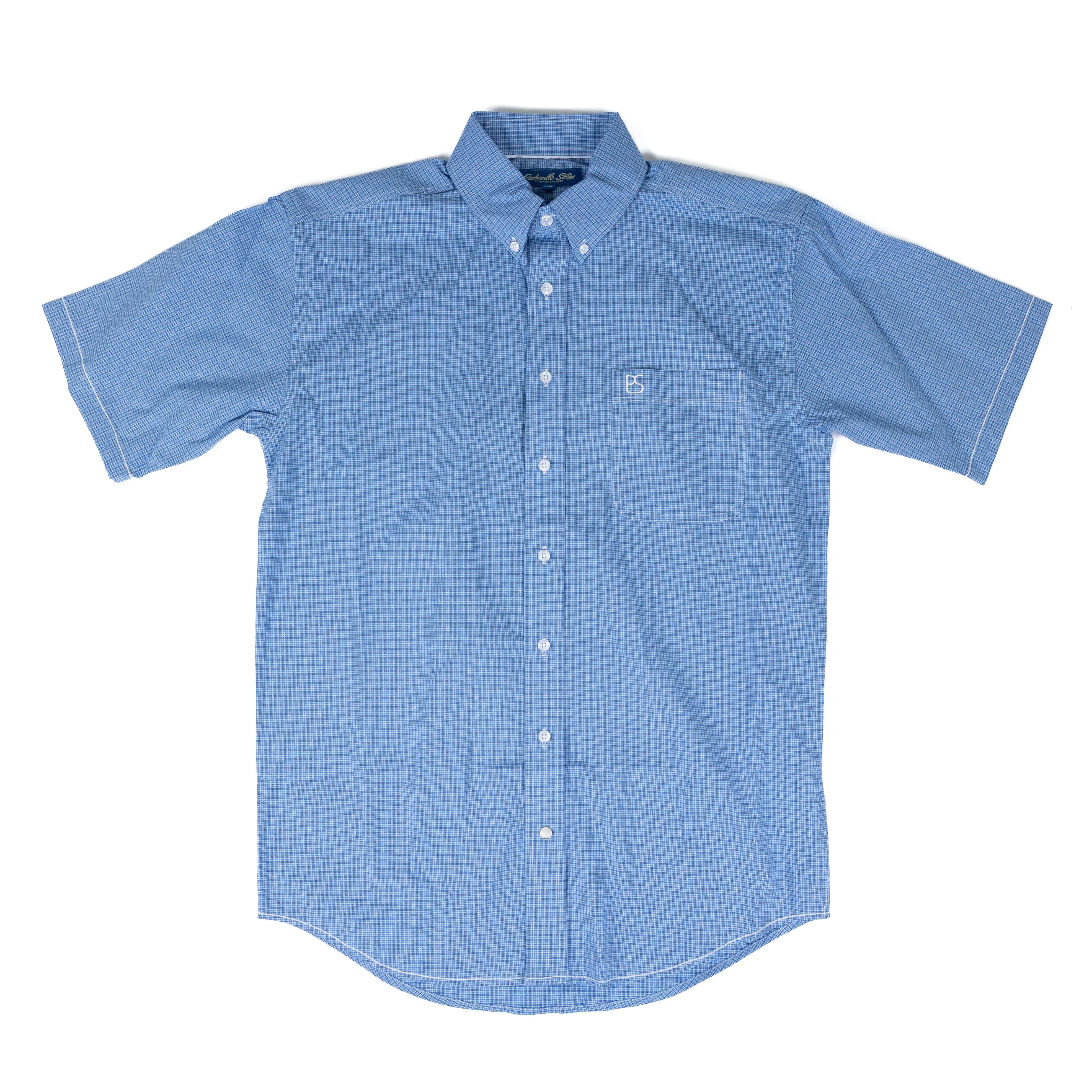 Men's Panhandle Blue Short Sleeve Button Up Shirt RMB3S08267