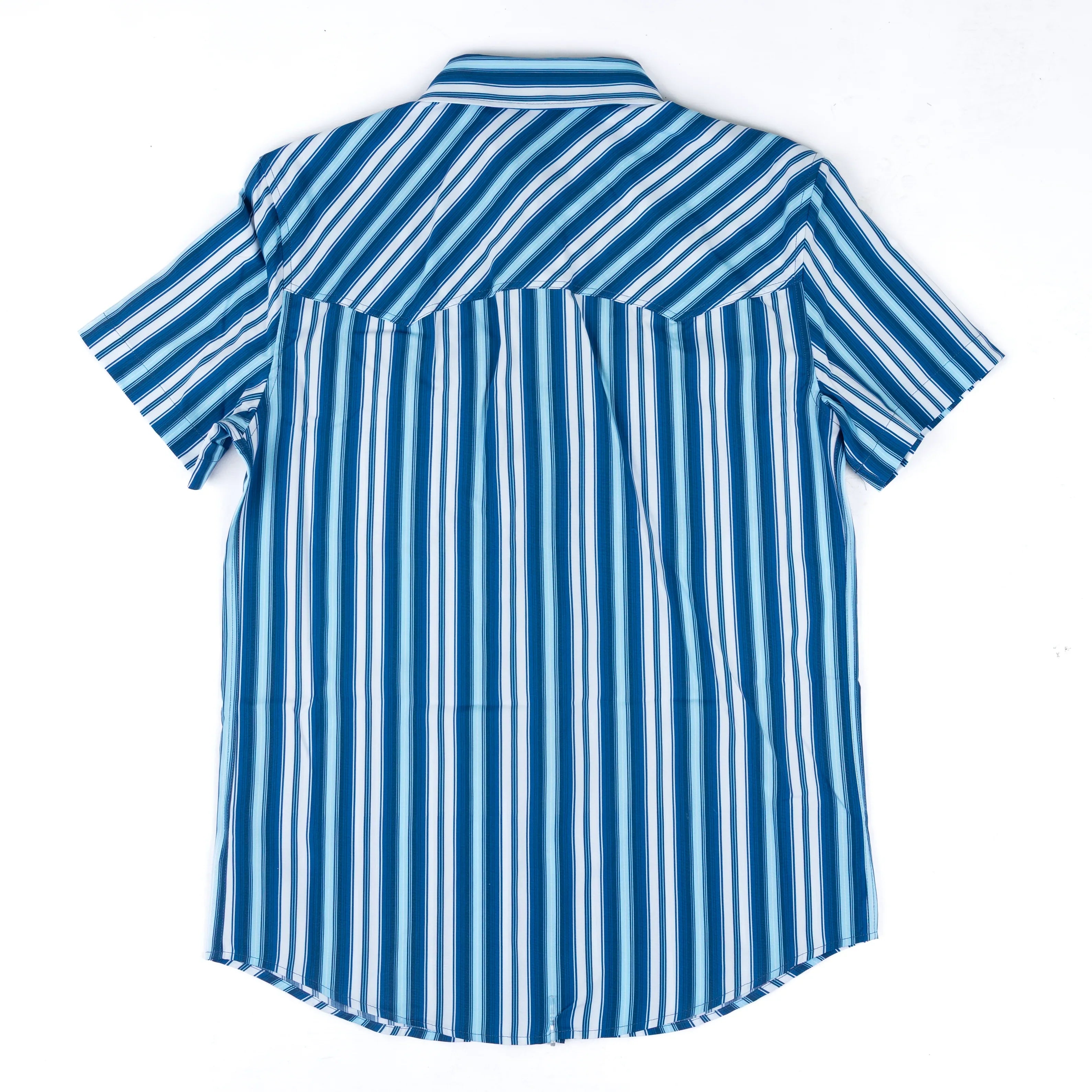 Men's Panhandle Short Sleeve Blue Striped Snap Shirt TMN3S08987