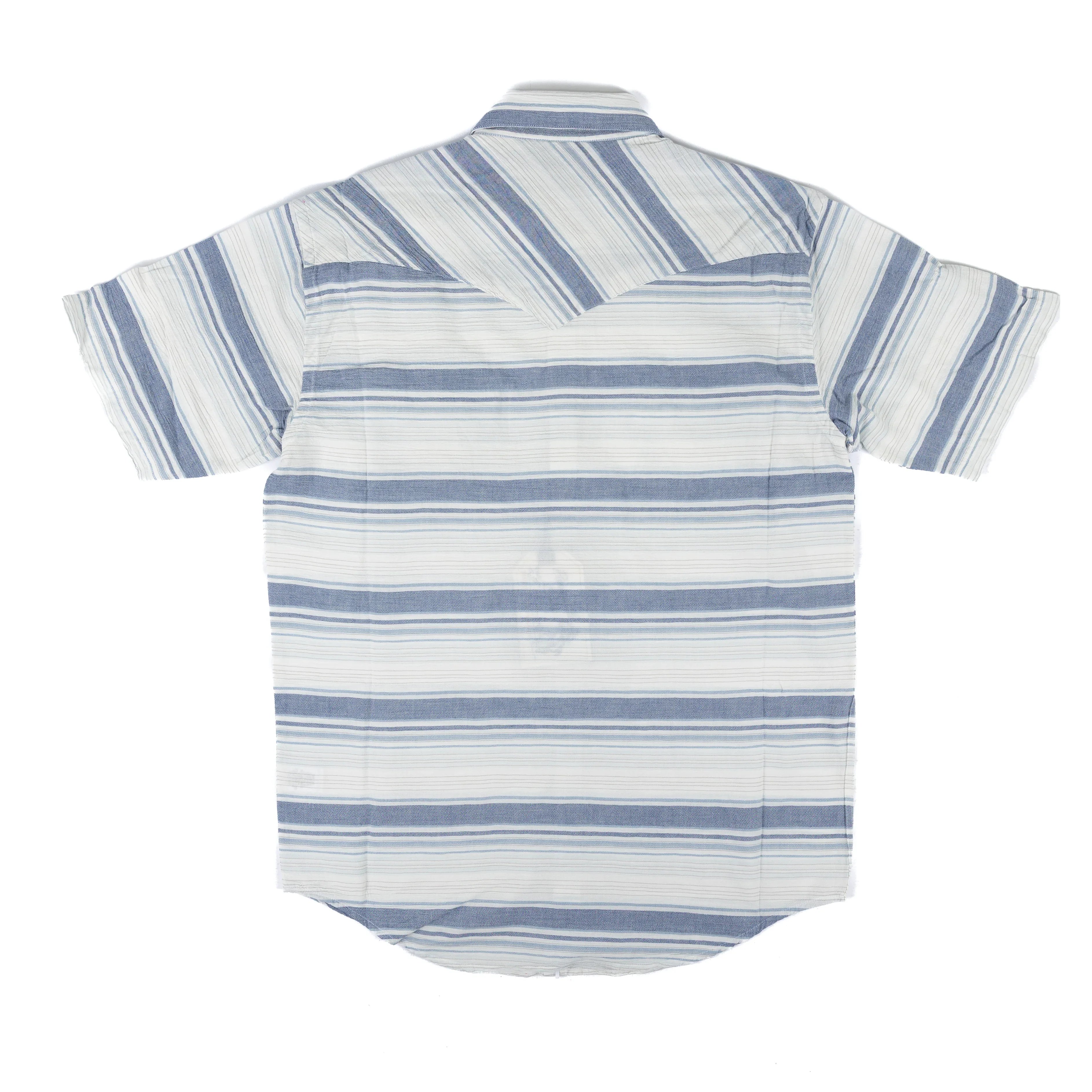 Men's Panhandle Short Sleeve Indigo Striped Snap Shirt PMN3S08151