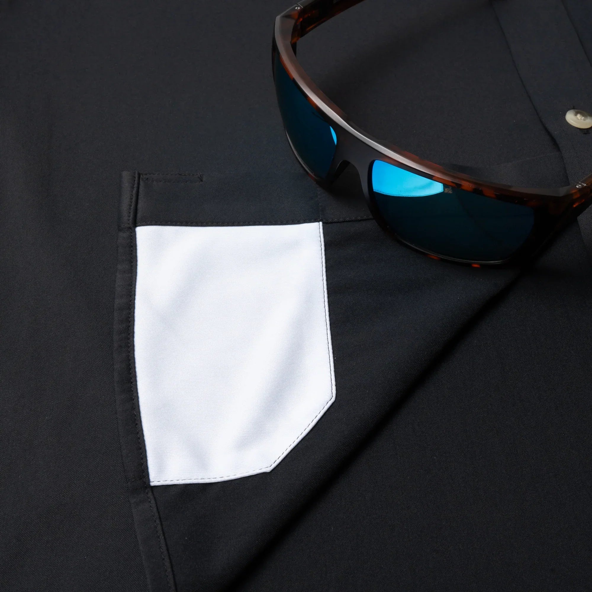 Men's Poncho Black "The Smokestack" Short Sleeve Button Up