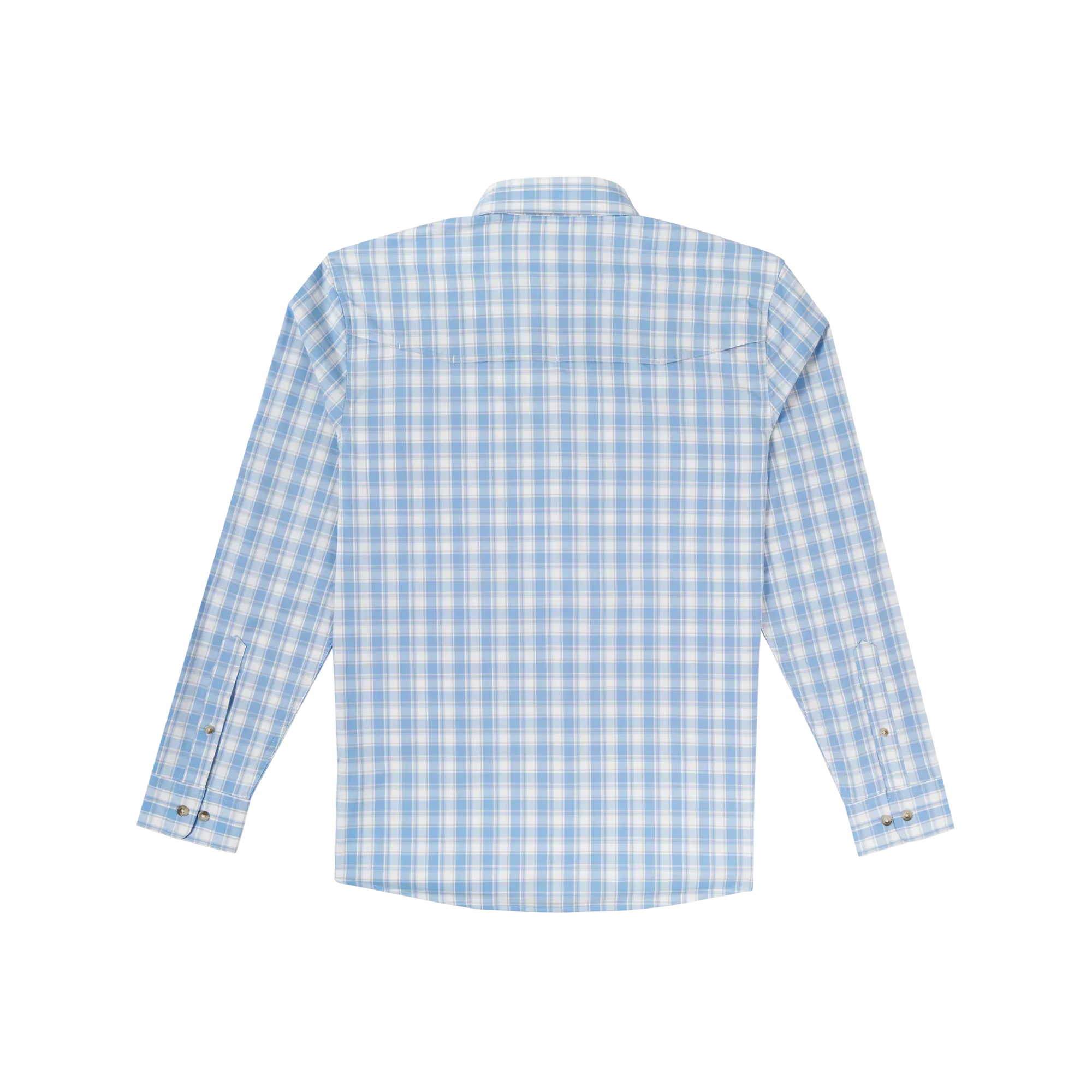 Men's Poncho Blue and White Plaid The Snake River Long Sleeve Button Up Shirt