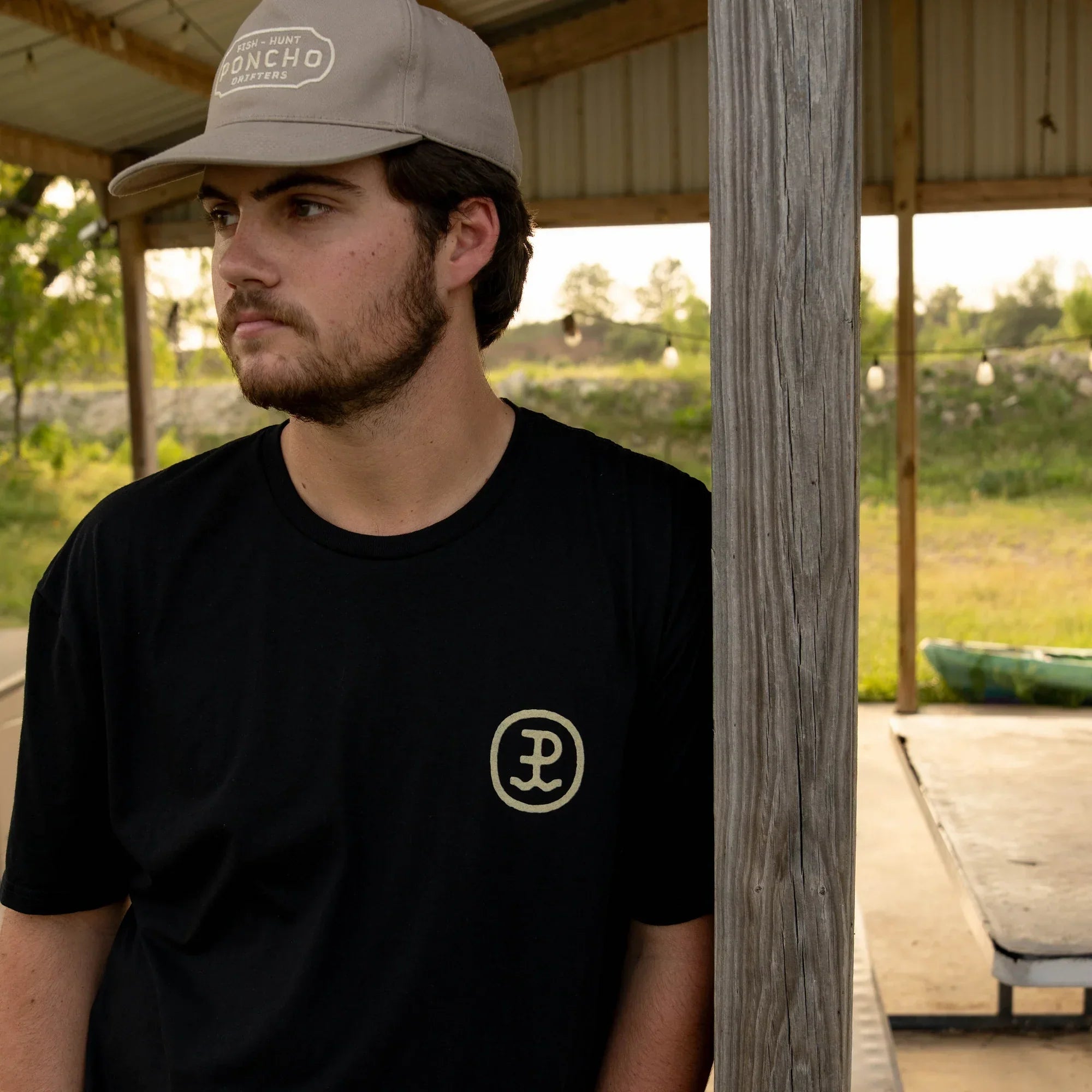 Men's Poncho Short Sleeve Black "The Cowboy Moon" T-shirt