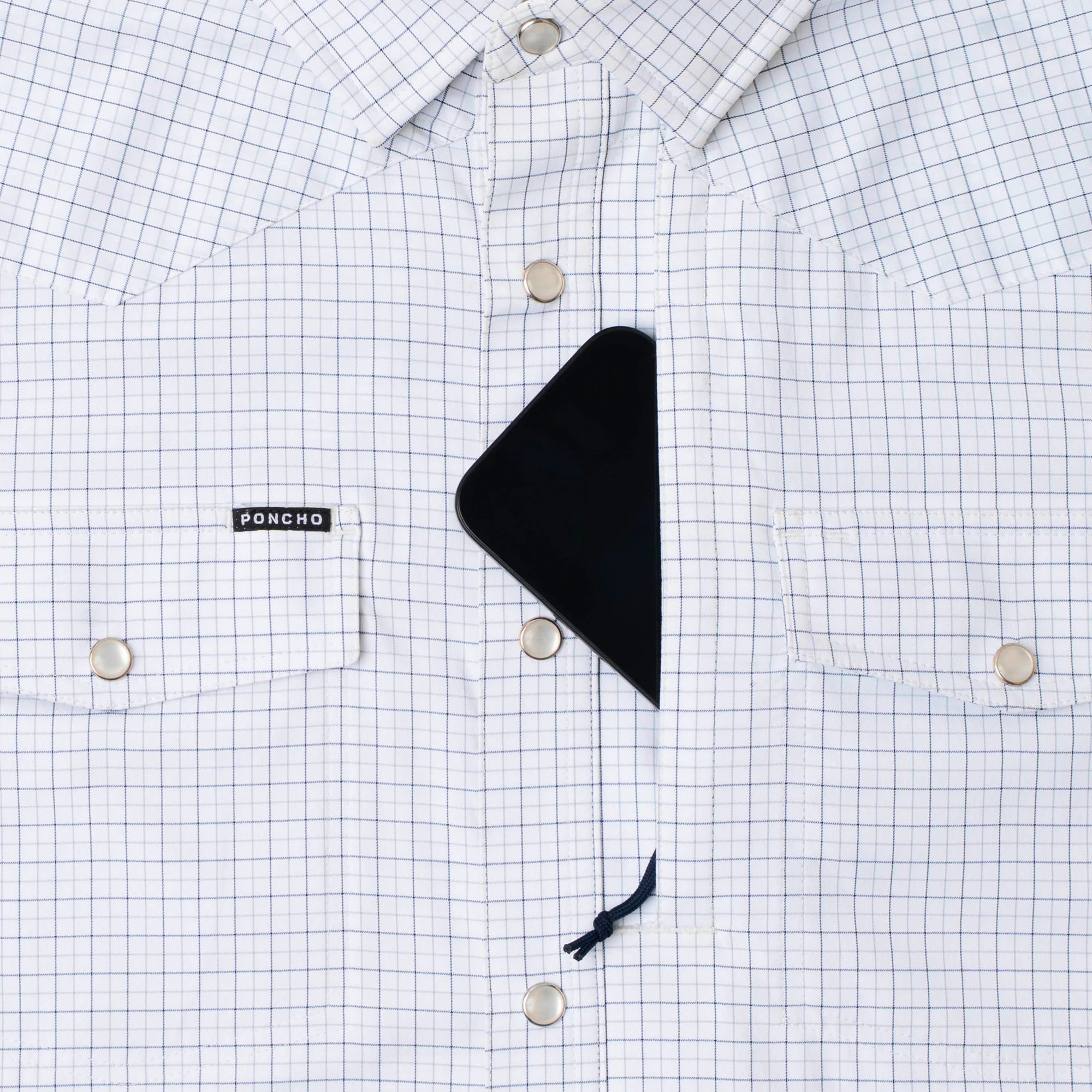 Men's Poncho Short Sleeve "The Auctioneer" White Snap Shirt