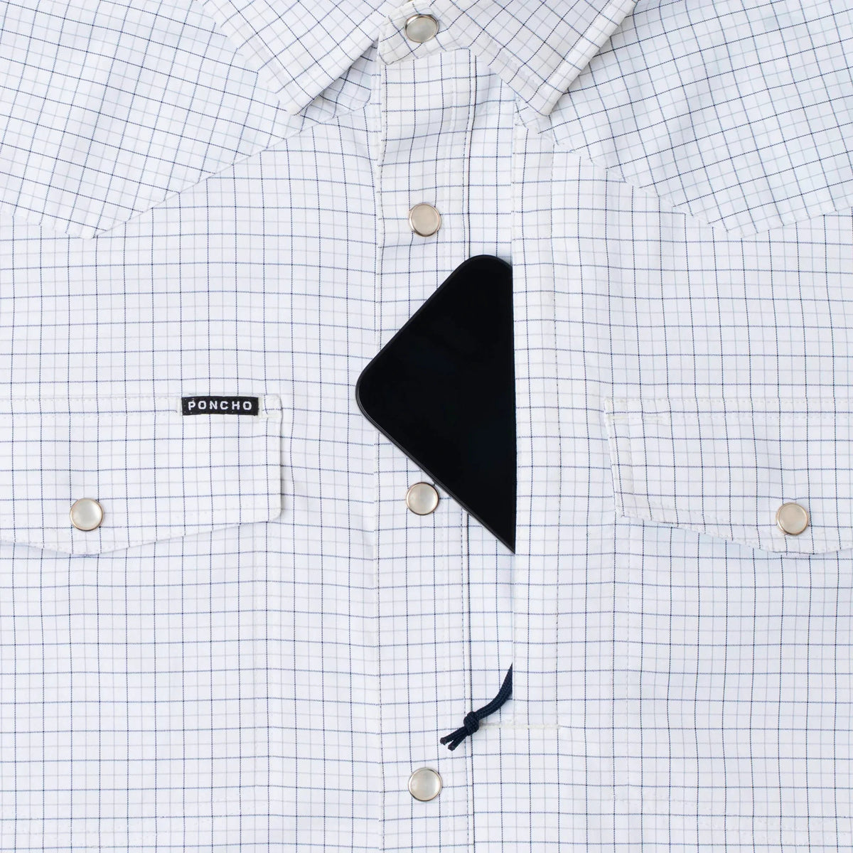 Men's Poncho Short Sleeve "The Auctioneer" White Snap Shirt