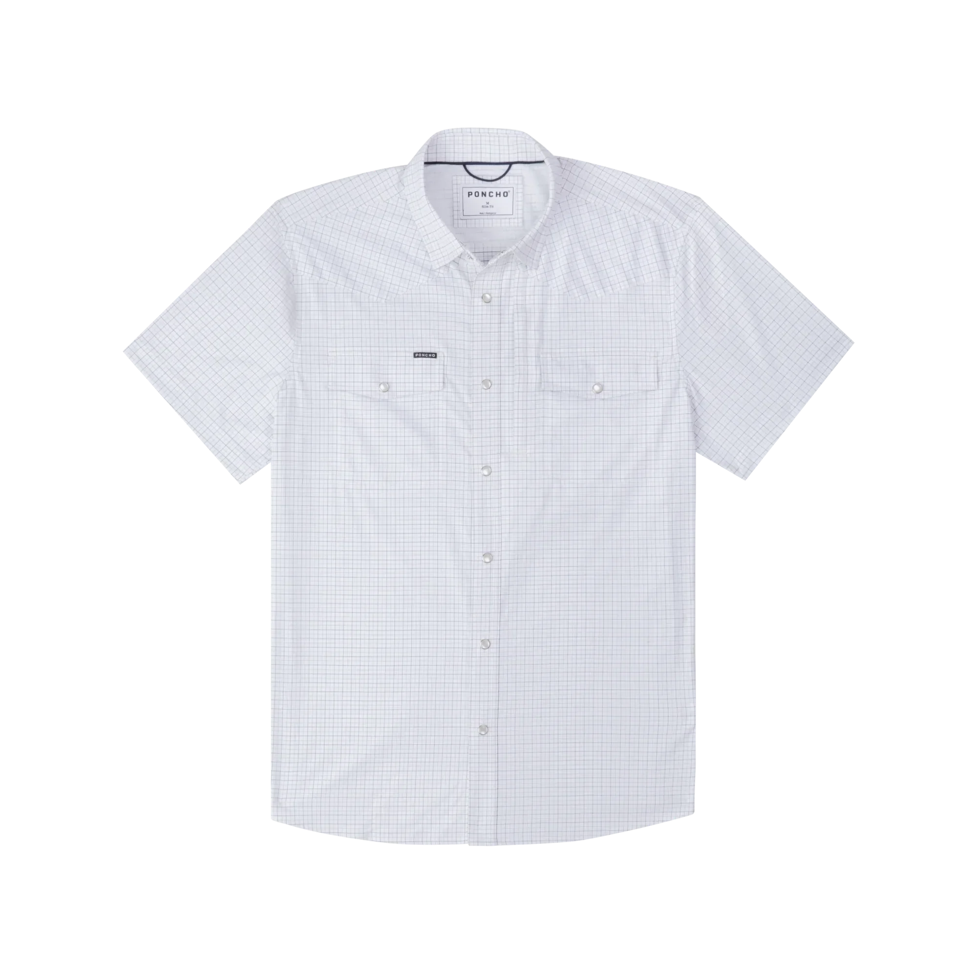 Men's Poncho Short Sleeve "The Auctioneer" White Snap Shirt
