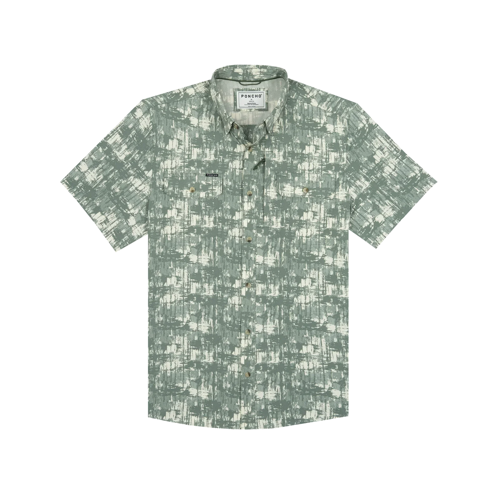 Men's Poncho Short Sleeve "The Chicken On A Hook" Button Up Shirt