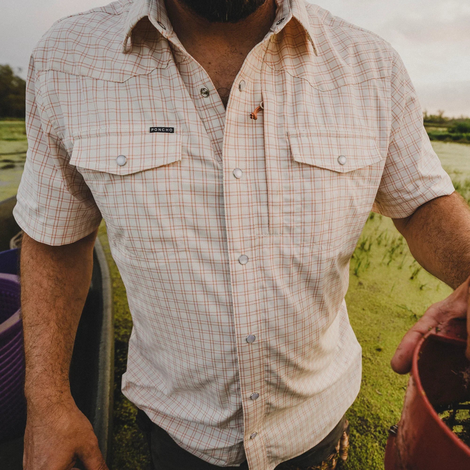 Men's Poncho Short Sleeve "The Etouffee" Button Up Shirt