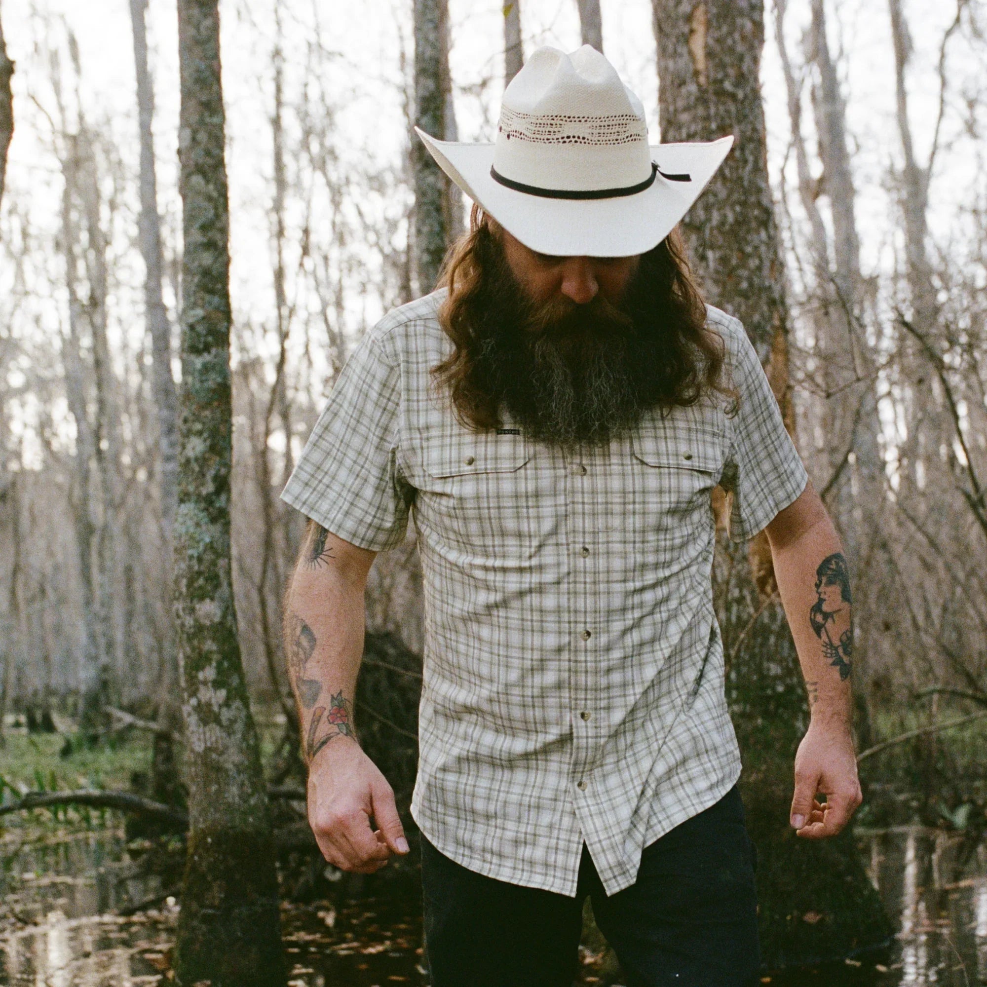 Men's Poncho Short Sleeve "The Everglades" Button Up Shirt