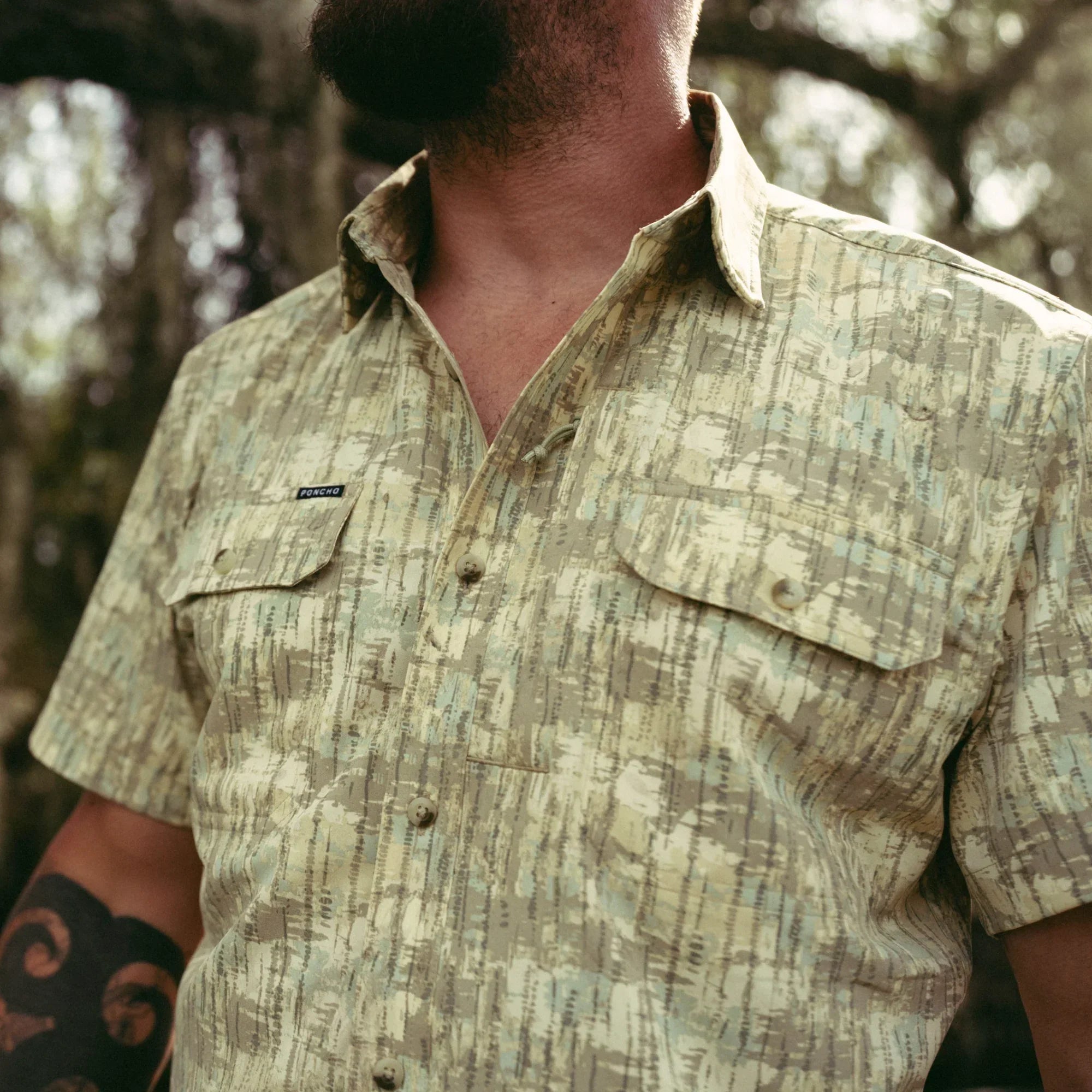 Men's Poncho Short Sleeve "The Swamp Donkey" Button Up Shirt