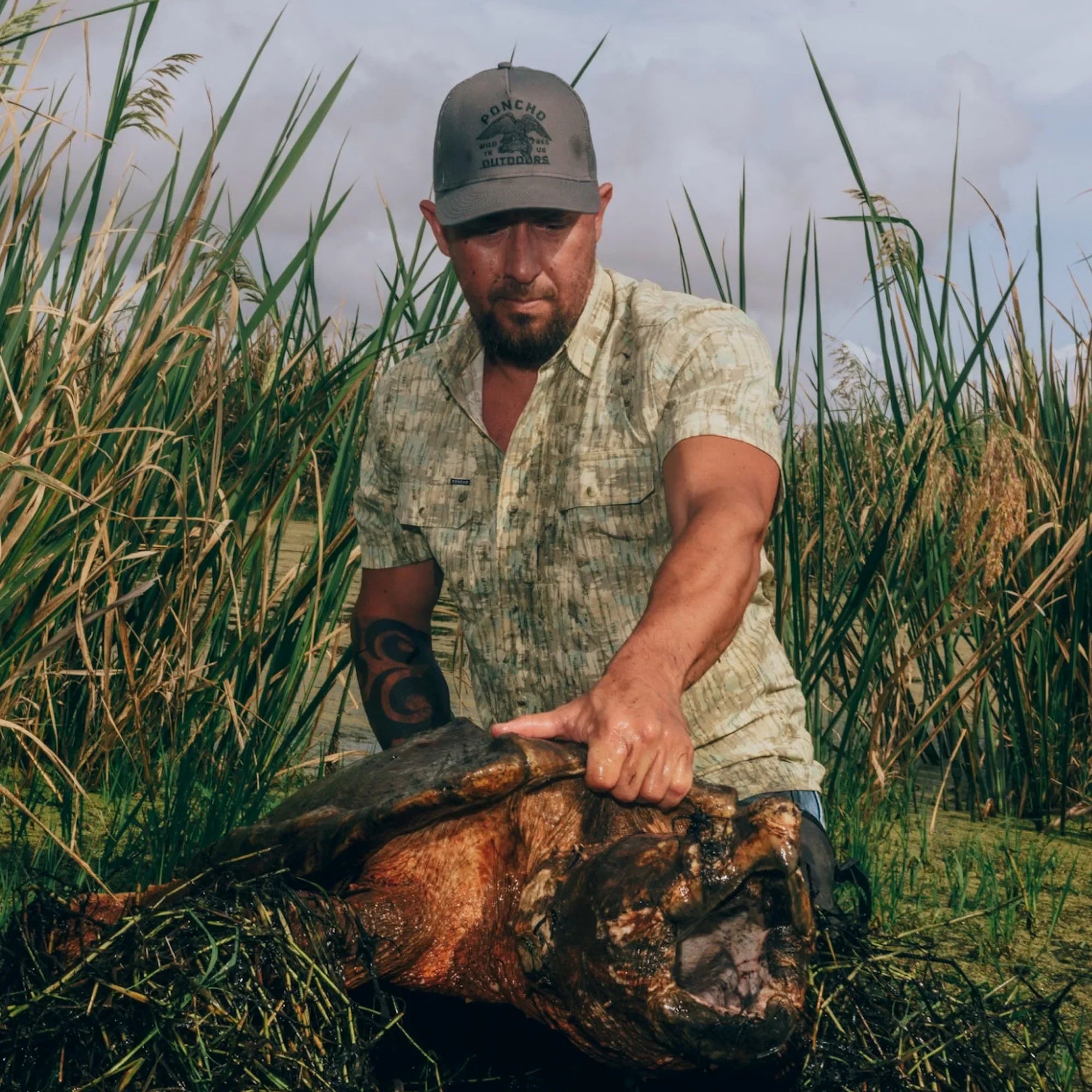 Men's Poncho Short Sleeve "The Swamp Donkey" Button Up Shirt