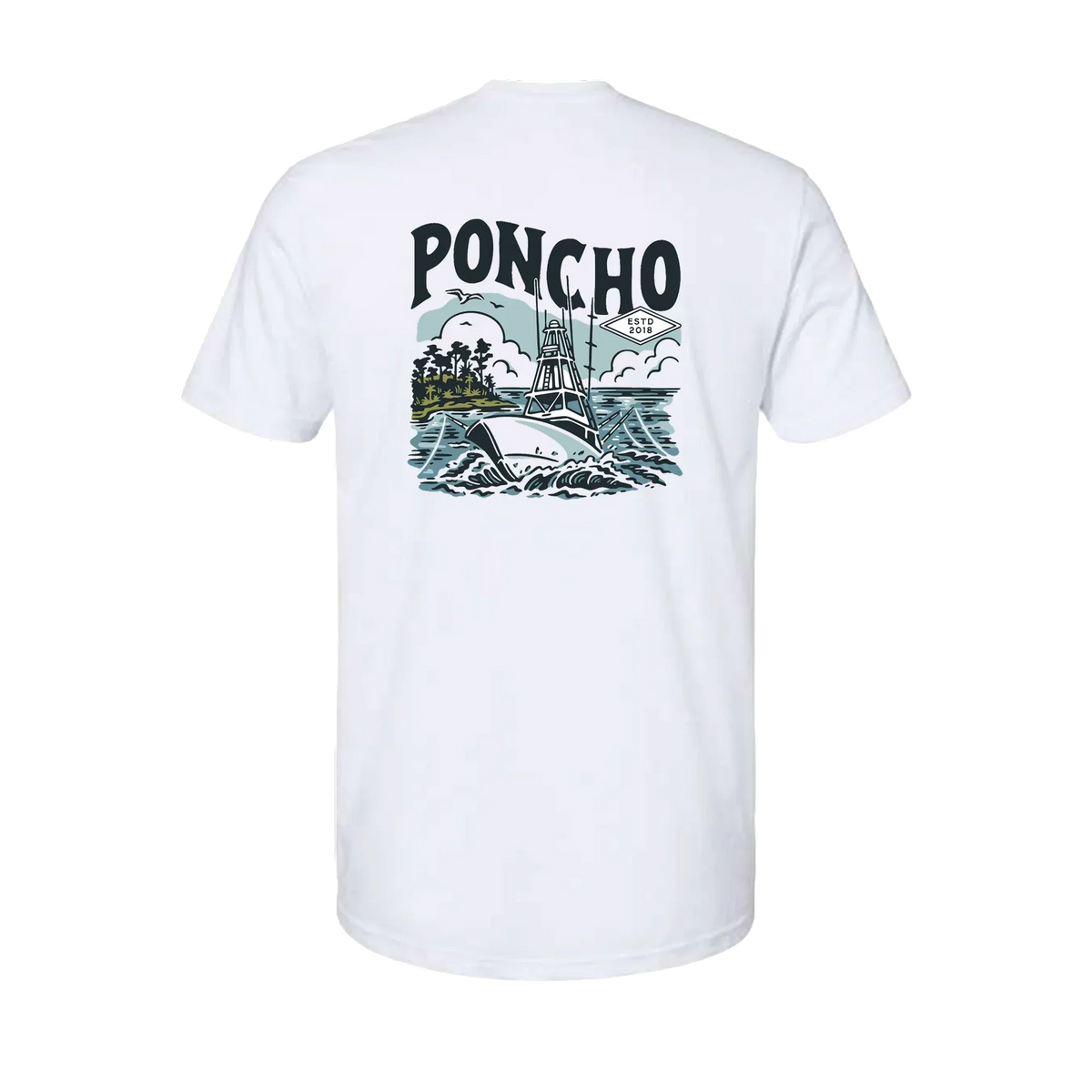 Men's Poncho Short Sleeve White "The Sport Fisher" T-shirt