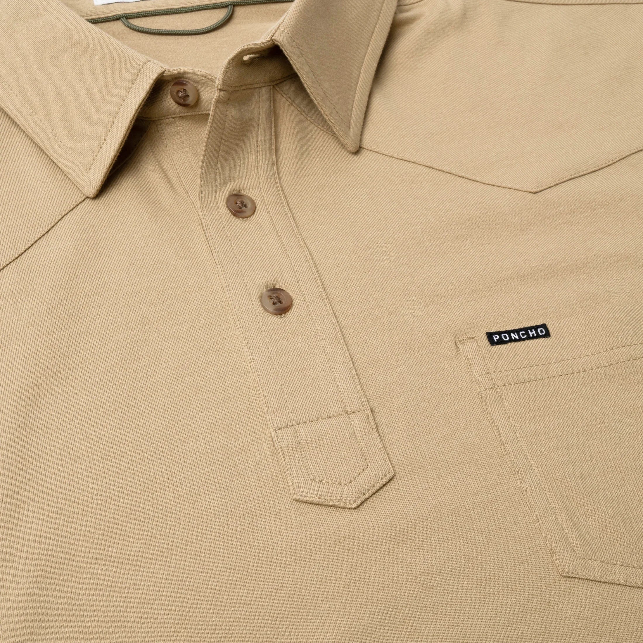 Men's Poncho "The 410" Khaki Short Sleeve Polo