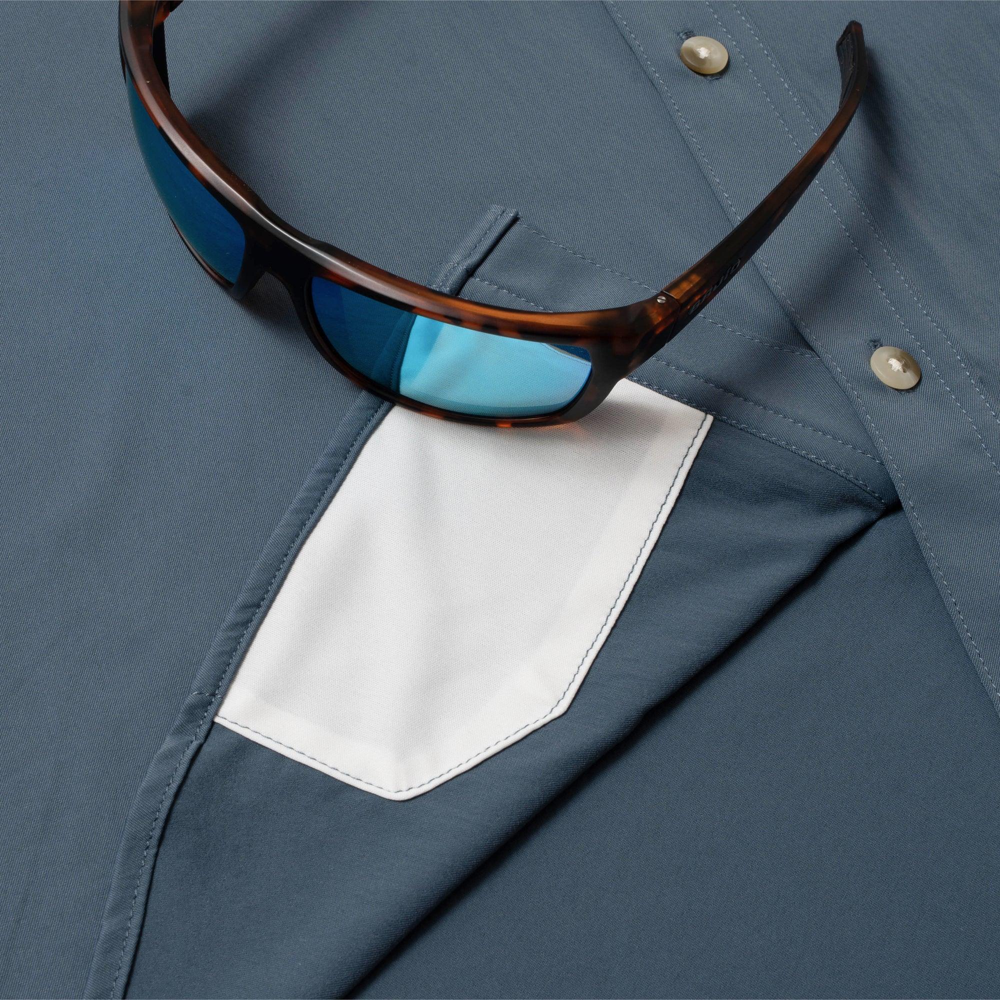 Men's Poncho "The Ahi" Dark Blue Button Up Shirt