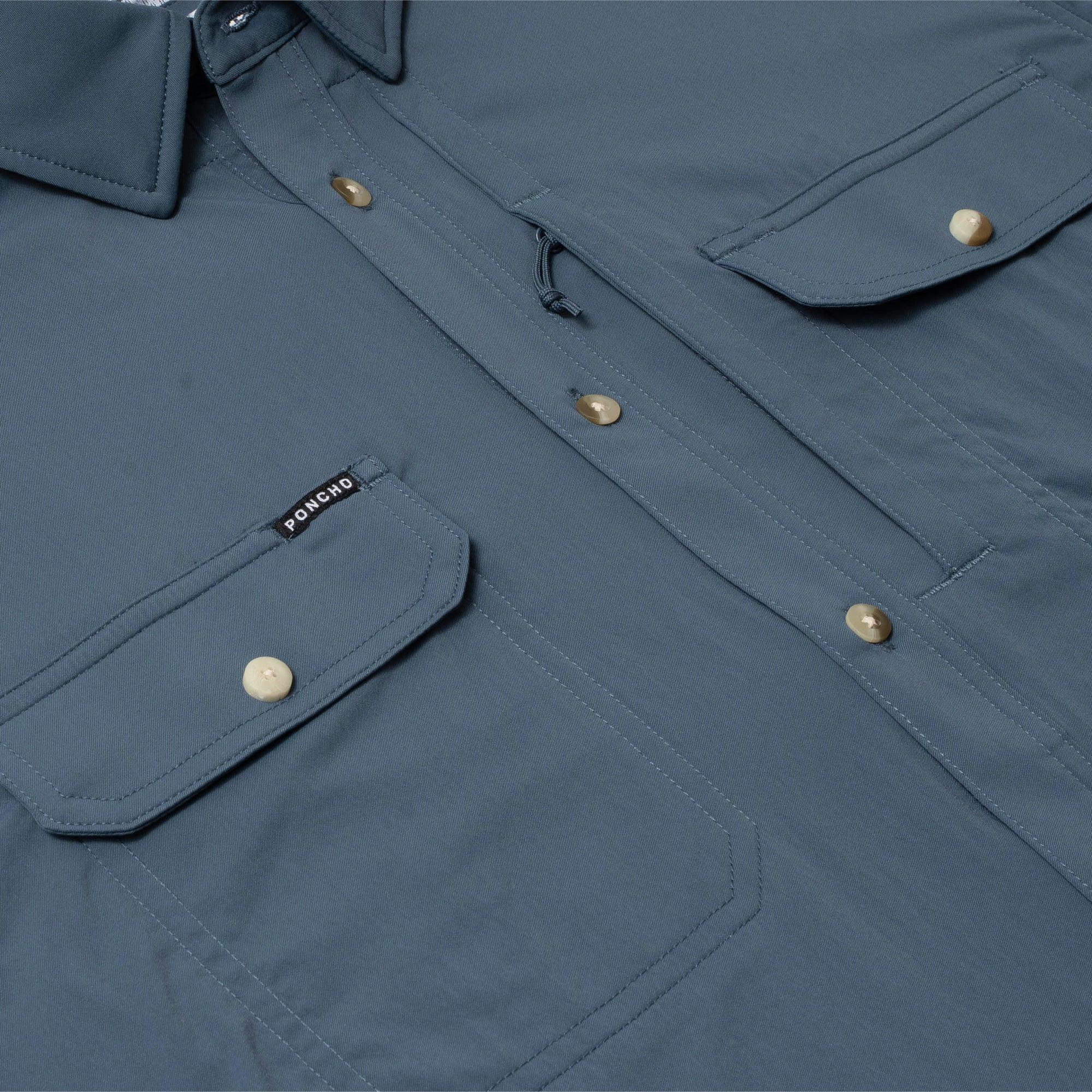 Men's Poncho "The Ahi" Dark Blue Button Up Shirt