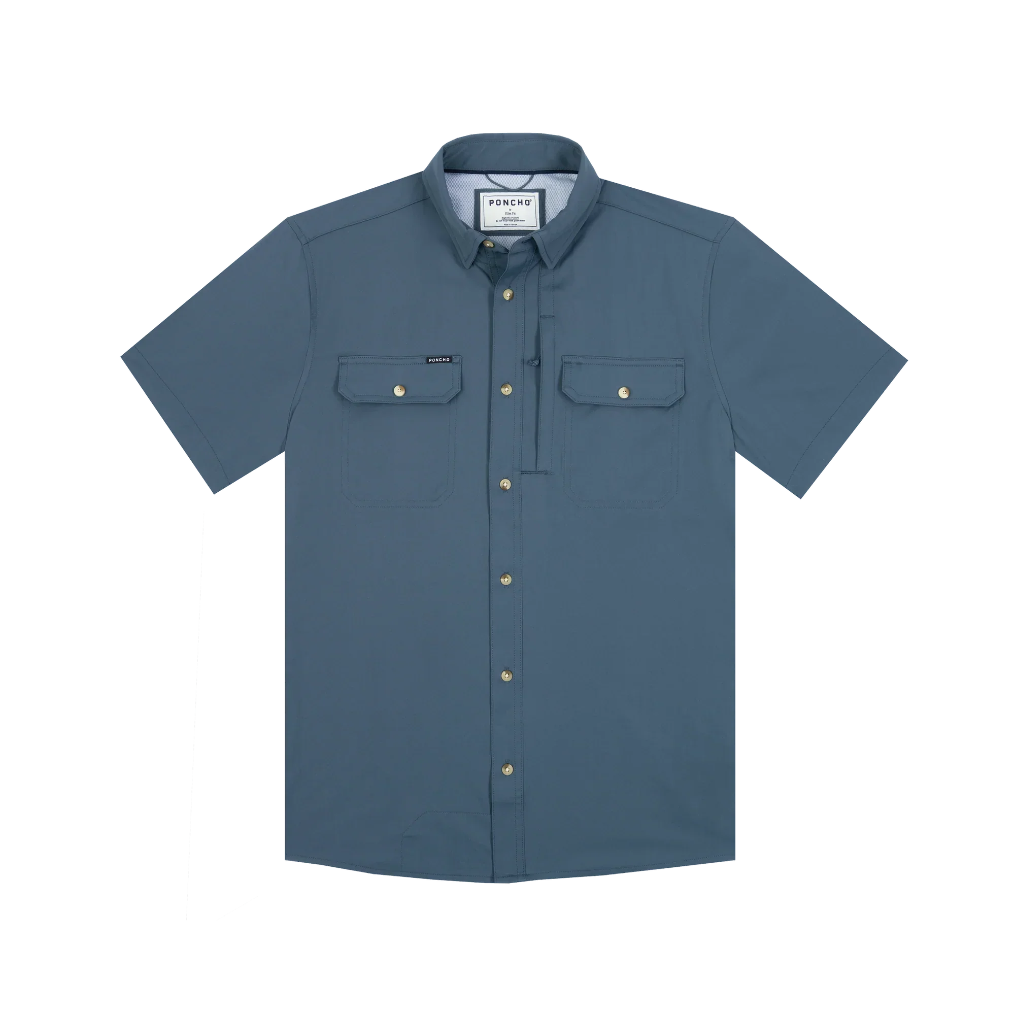 Men's Poncho "The Ahi" Dark Blue Button Up Shirt