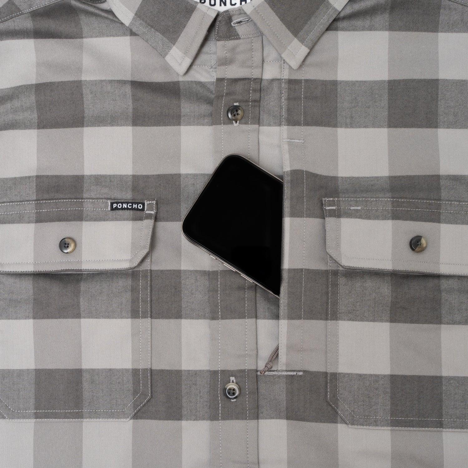 Men's Poncho The Cape Buffalo Plaid Long Sleeve Shirt