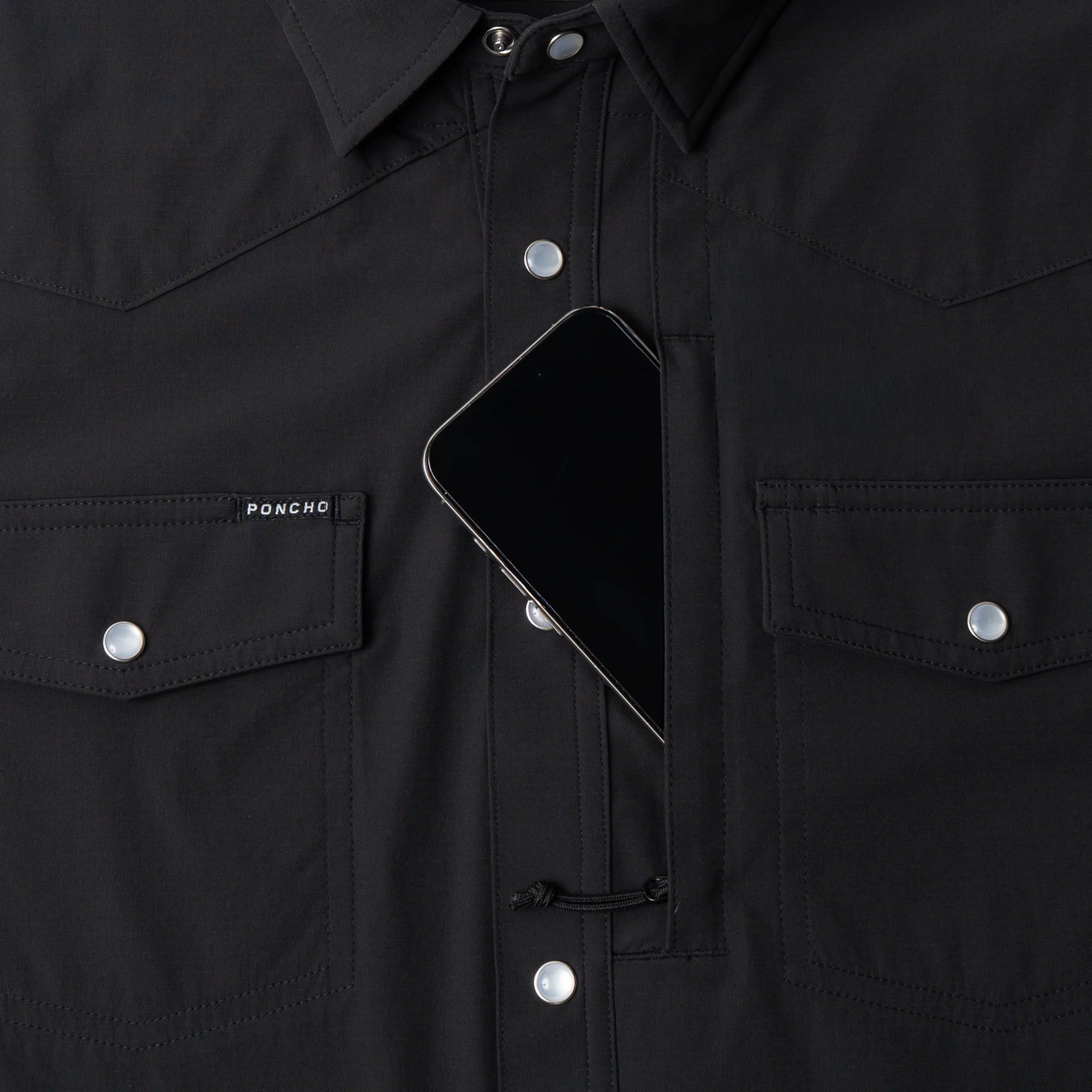 Men's Poncho The Charro Long Sleeve Black Snap Shirt
