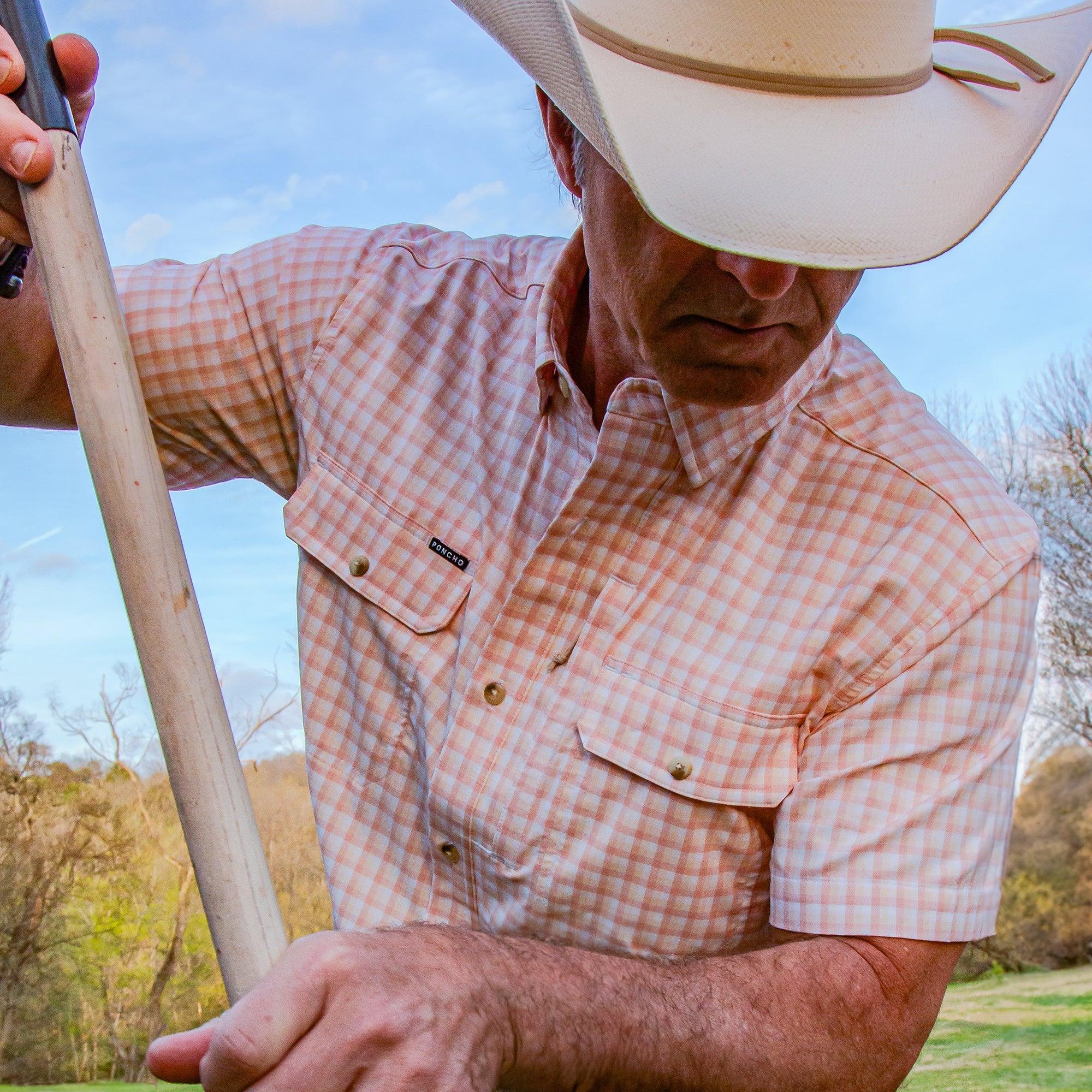 Men's Poncho "The Mud Bug" Short Sleeve Button Up Shirt