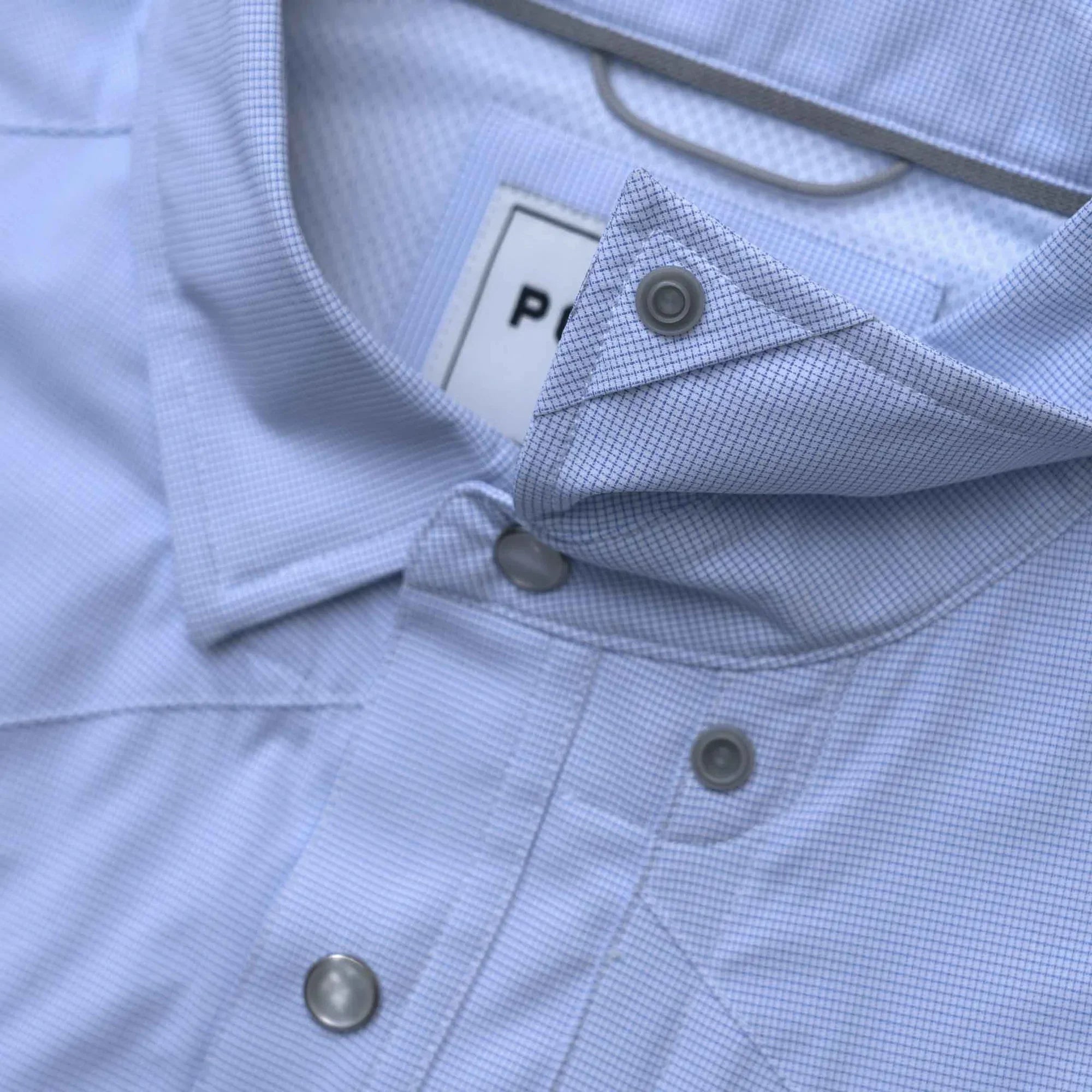 Men's Poncho "The Padre" Blue Short Sleeve Regular Fit Pearl Snap Shirt