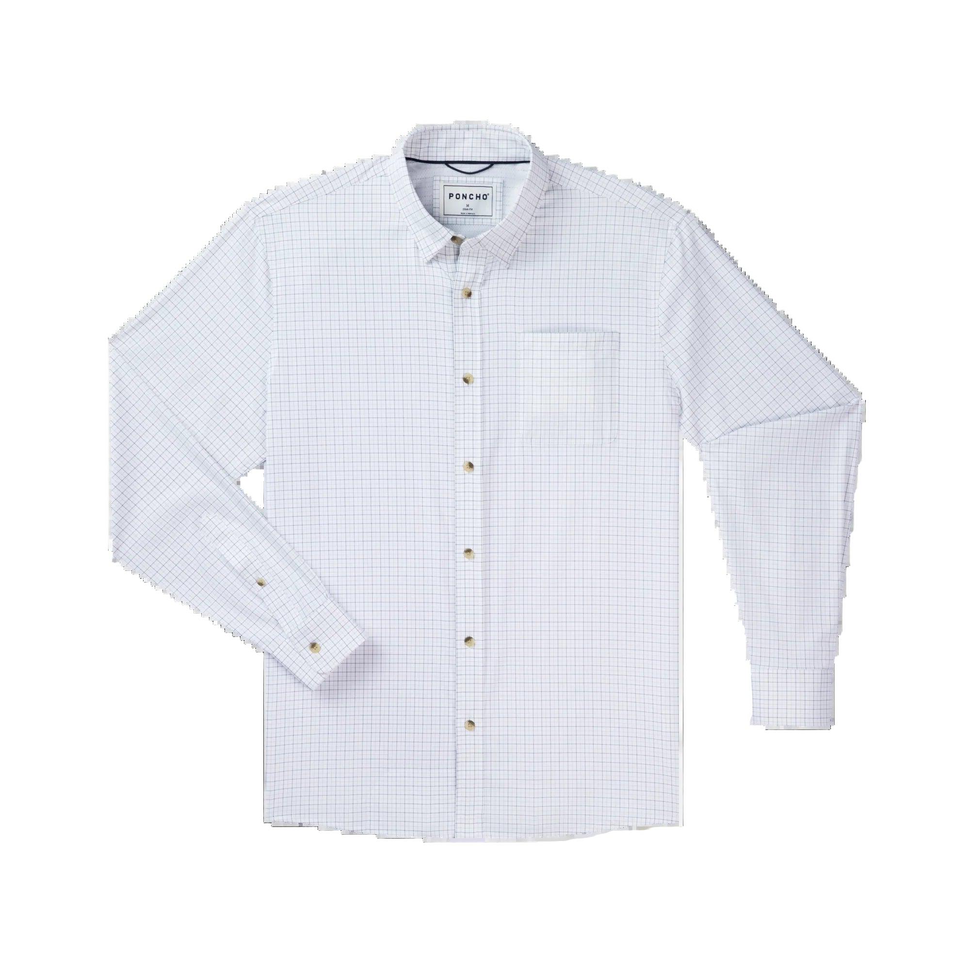 Men's Poncho "The Palmetto" White Long Sleeve Button Up Shirt