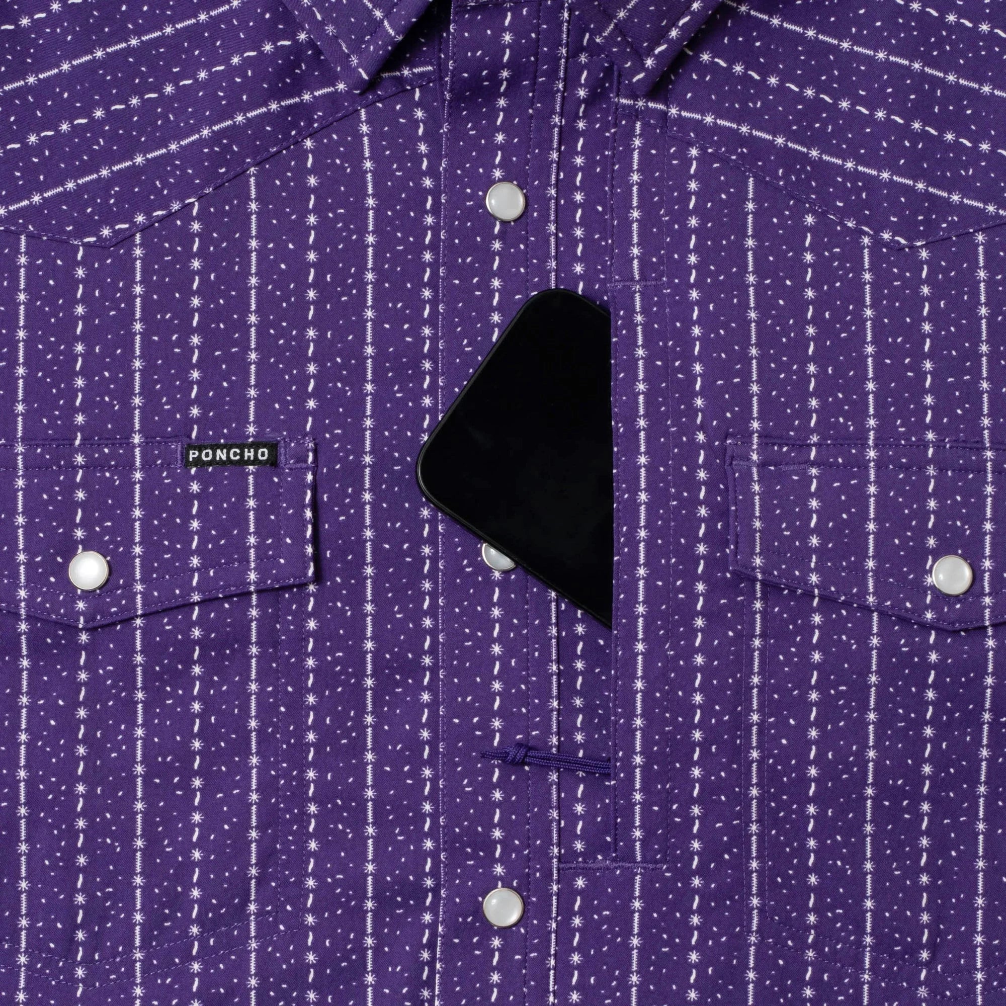 Men's Poncho "The Stockyard" Short Sleeve Pearl Snap Shirt
