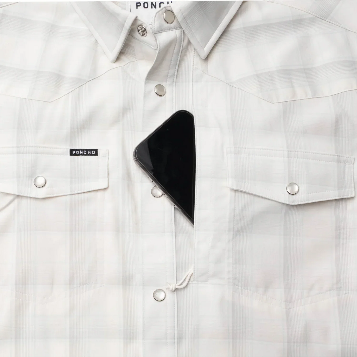 Men's Poncho The Whitefish White Plaid Short Sleeve Shirt