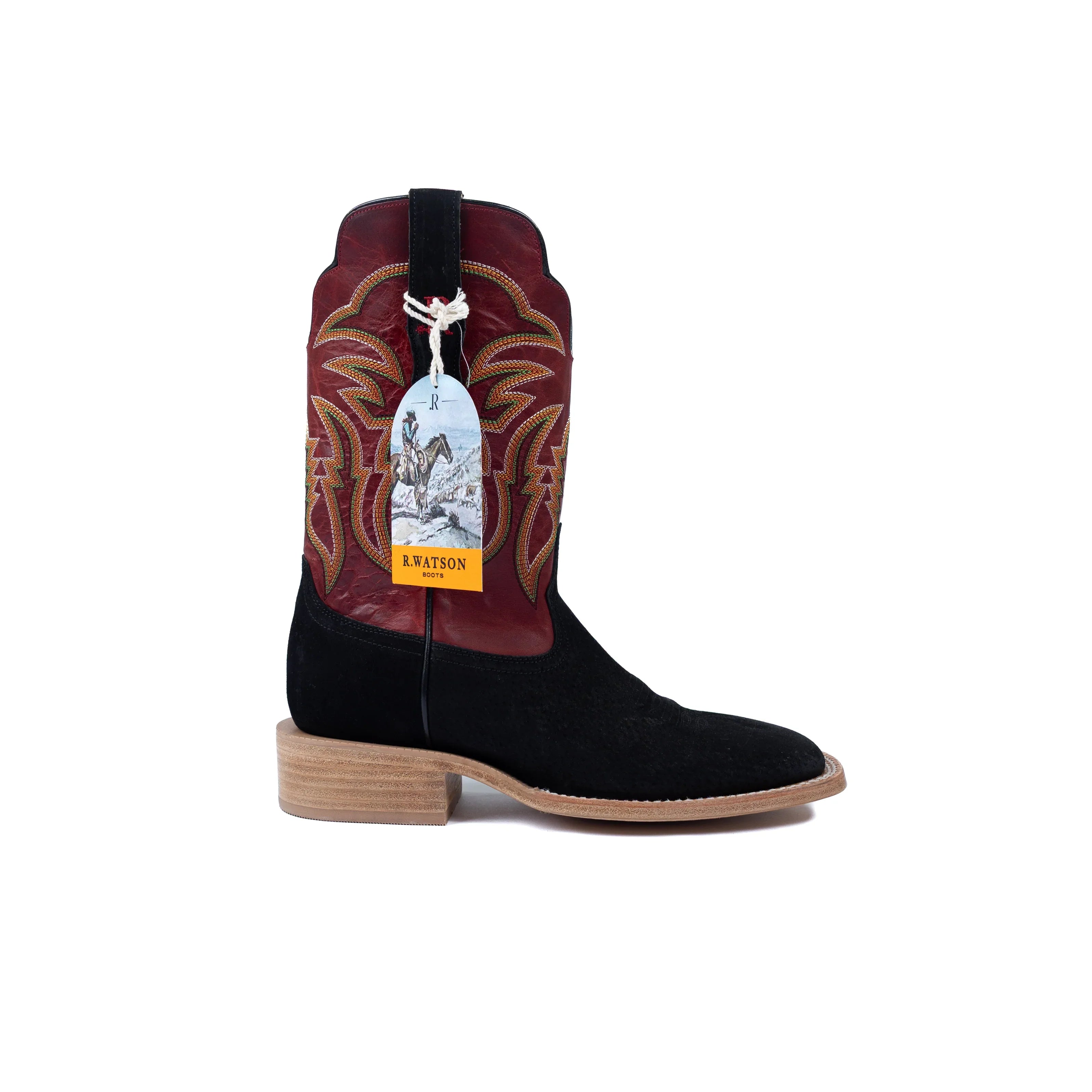 Men's R. Watson Boar Wide Square with 11″ Barn Red Cowhide Top RW8600-2