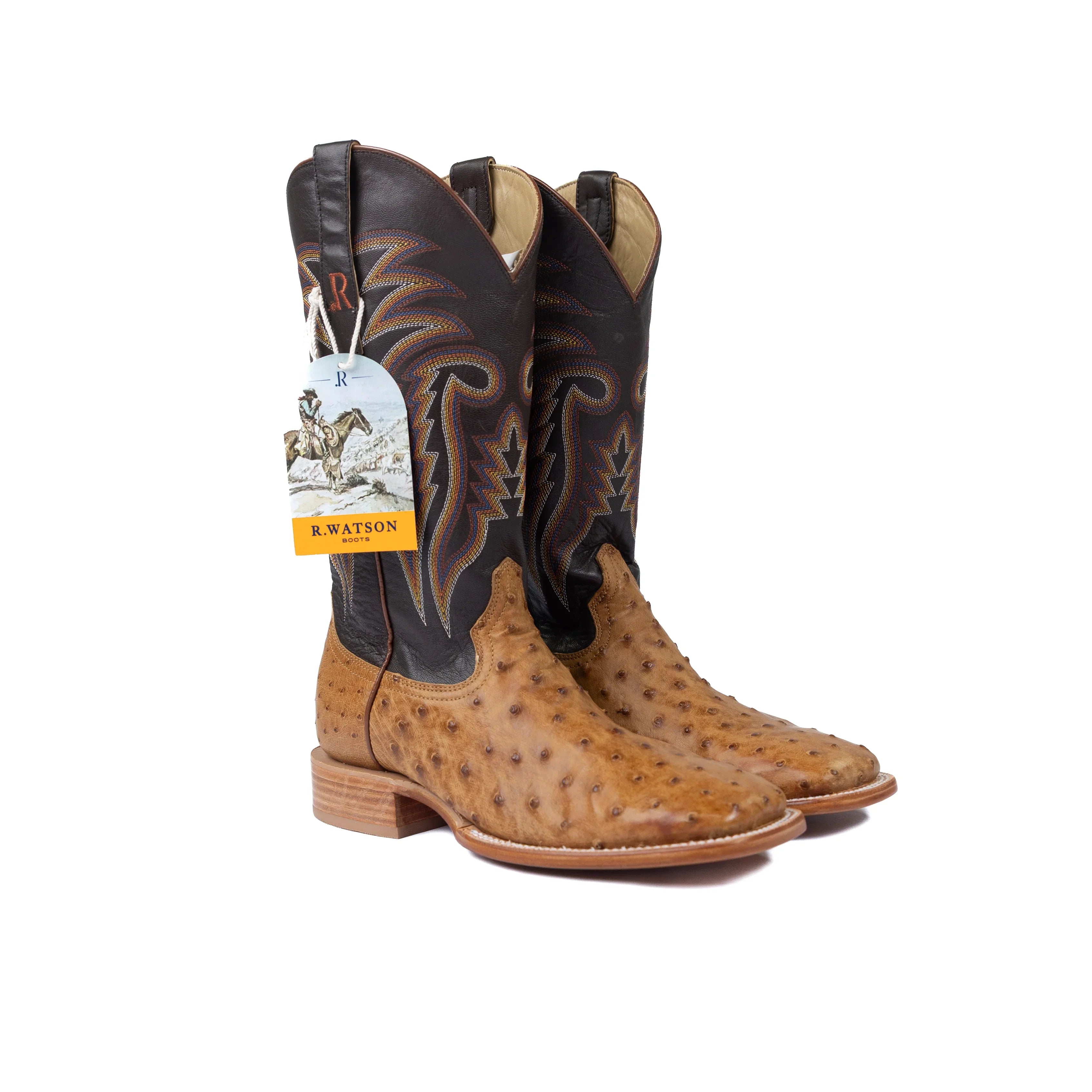 Men's R. Watson Full Quill Ostrich Wide Square with 13″ Volcano Brass Top RW4603-2