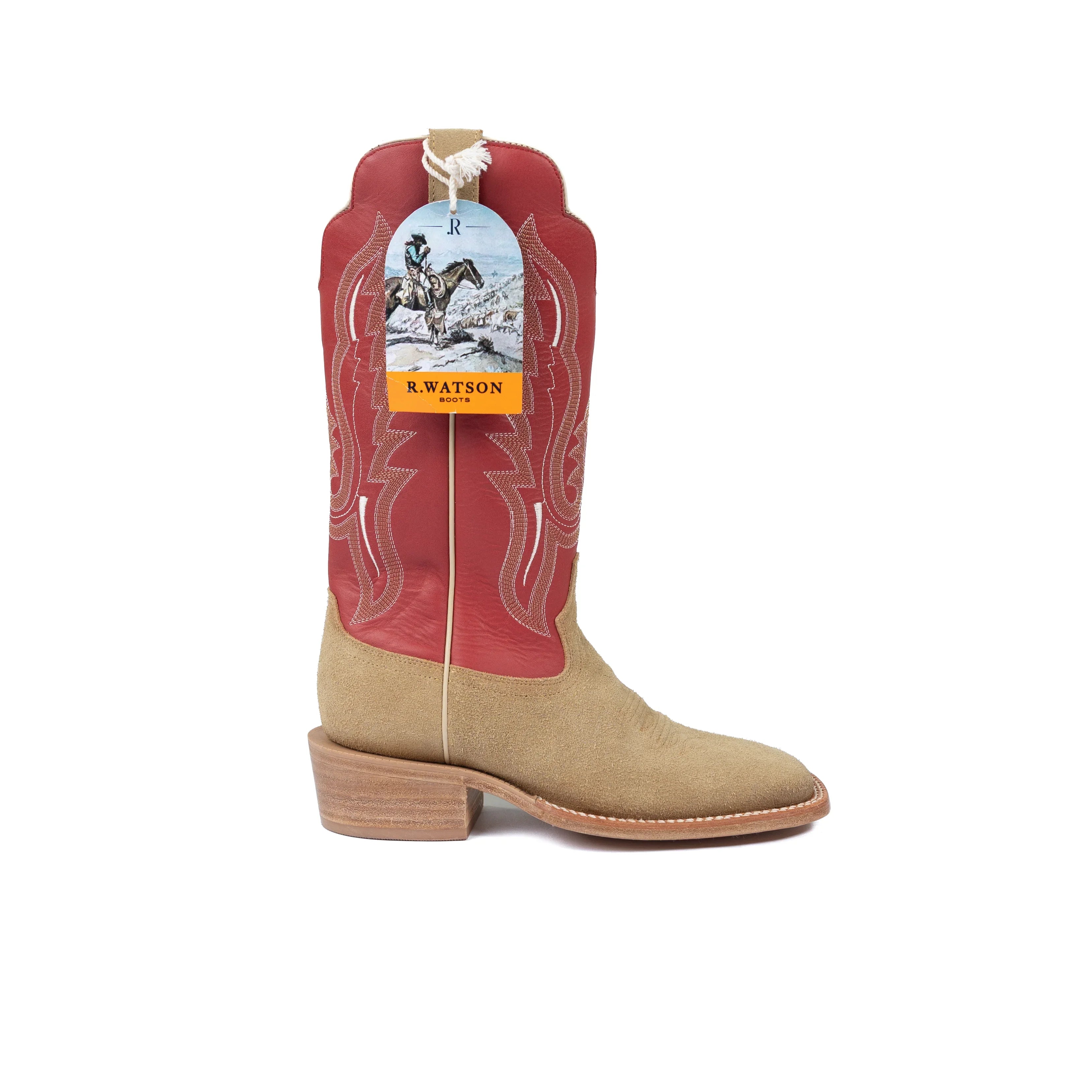 Men's R. Watson Sand Roughout Boots with 13" Cherry Red Tops RW8207-2