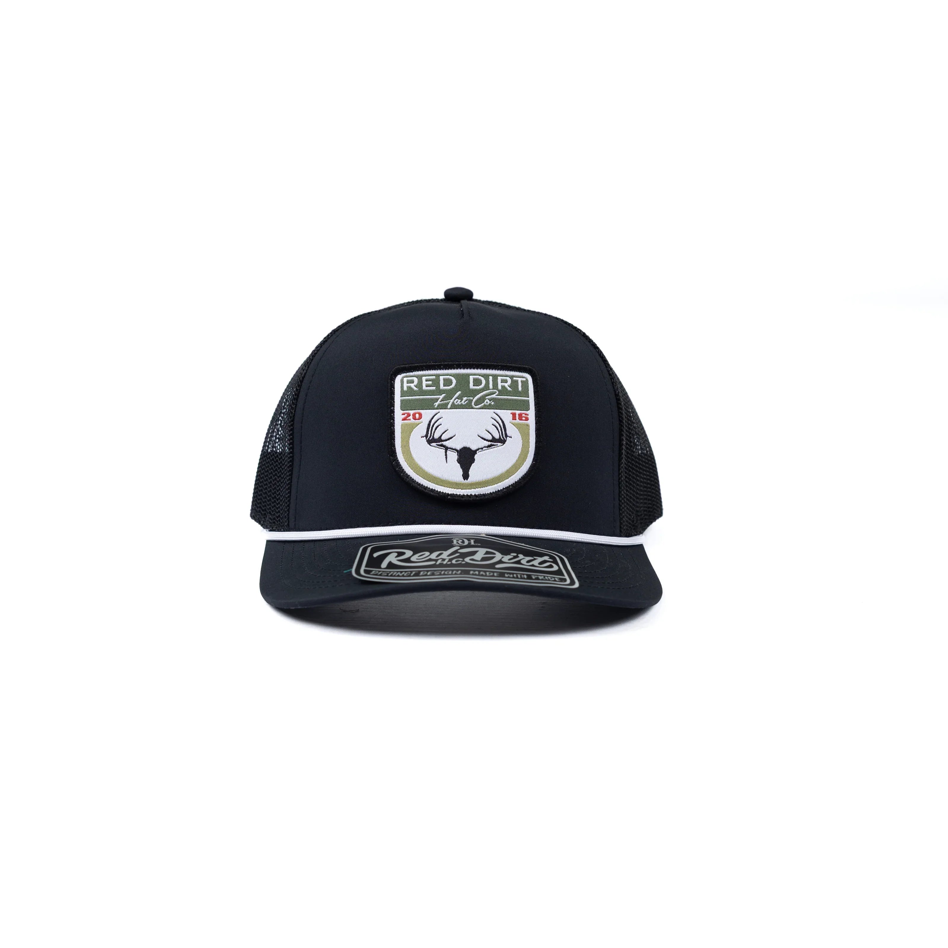 Men's Red Dirt Hat Co Black Cap with Trophy Buck Patch RDHC-623