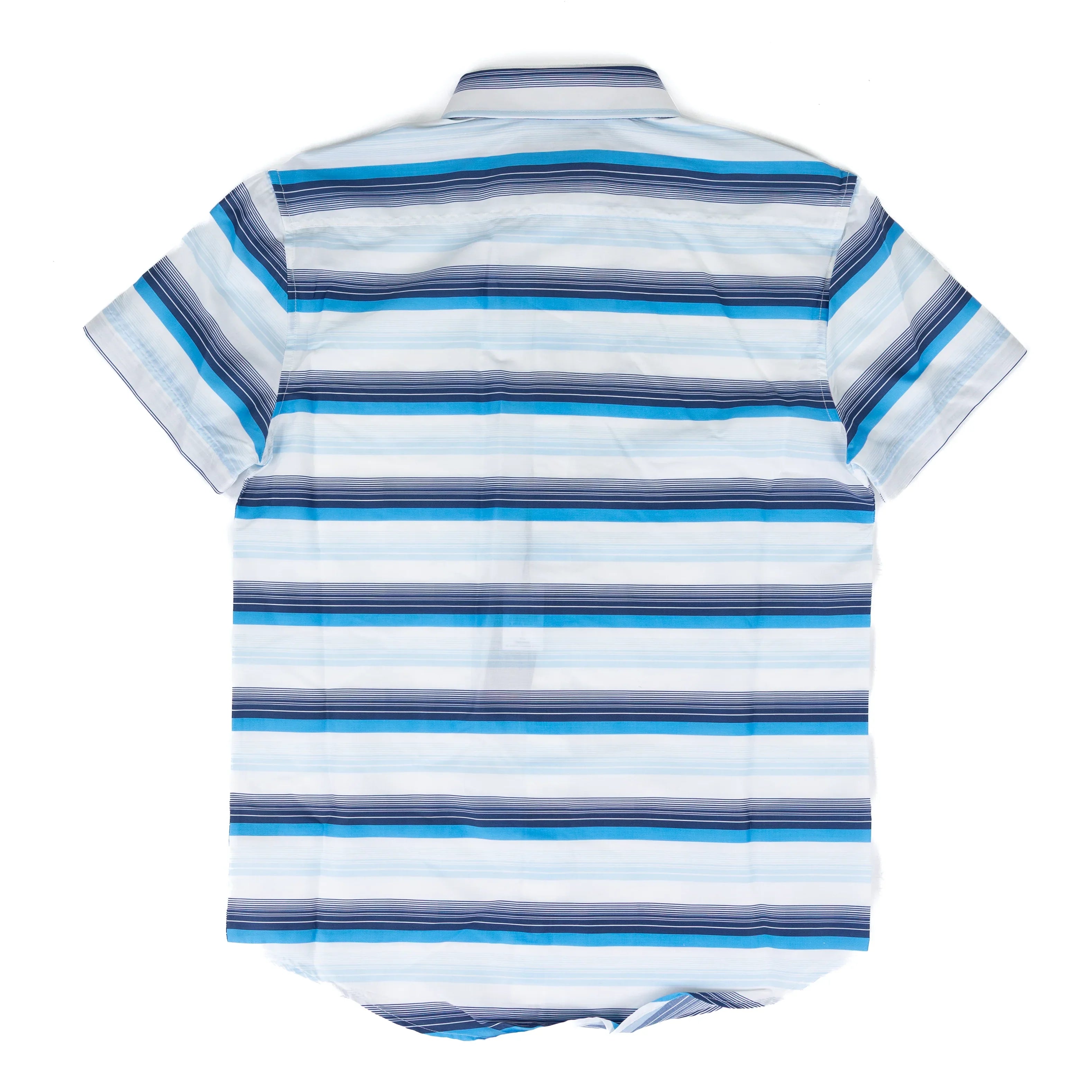 Men's Rock and Roll Blue Short Sleeve Striped Button Down Shirt BMB3S08655