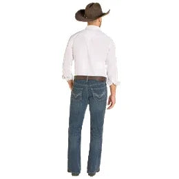 Men's Rock and Roll Denim Dark Wash Pistol Bootcut Jeans BM0PD08014