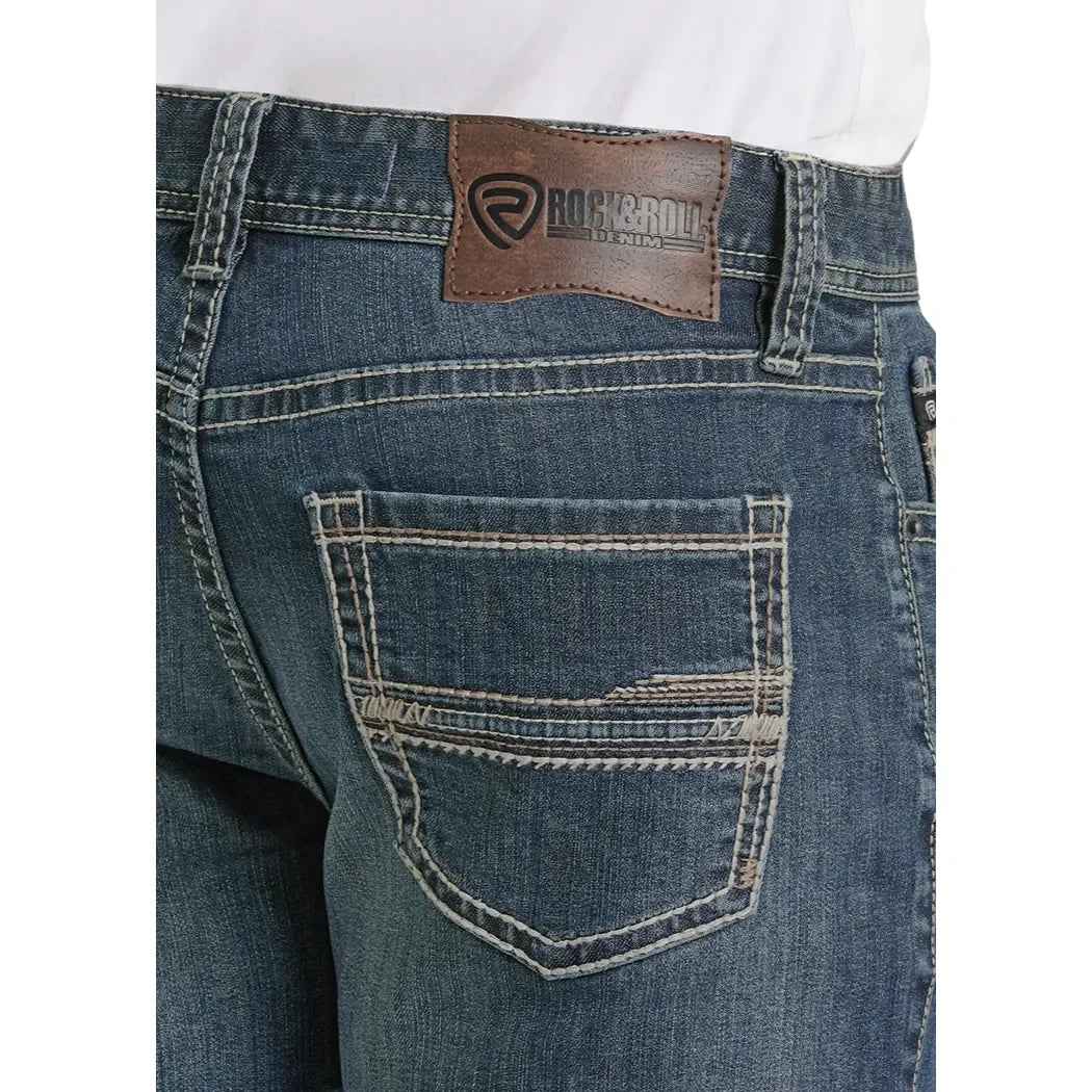 Men's Rock and Roll Denim Embroidered Double Straight Jeans BM0SD07354