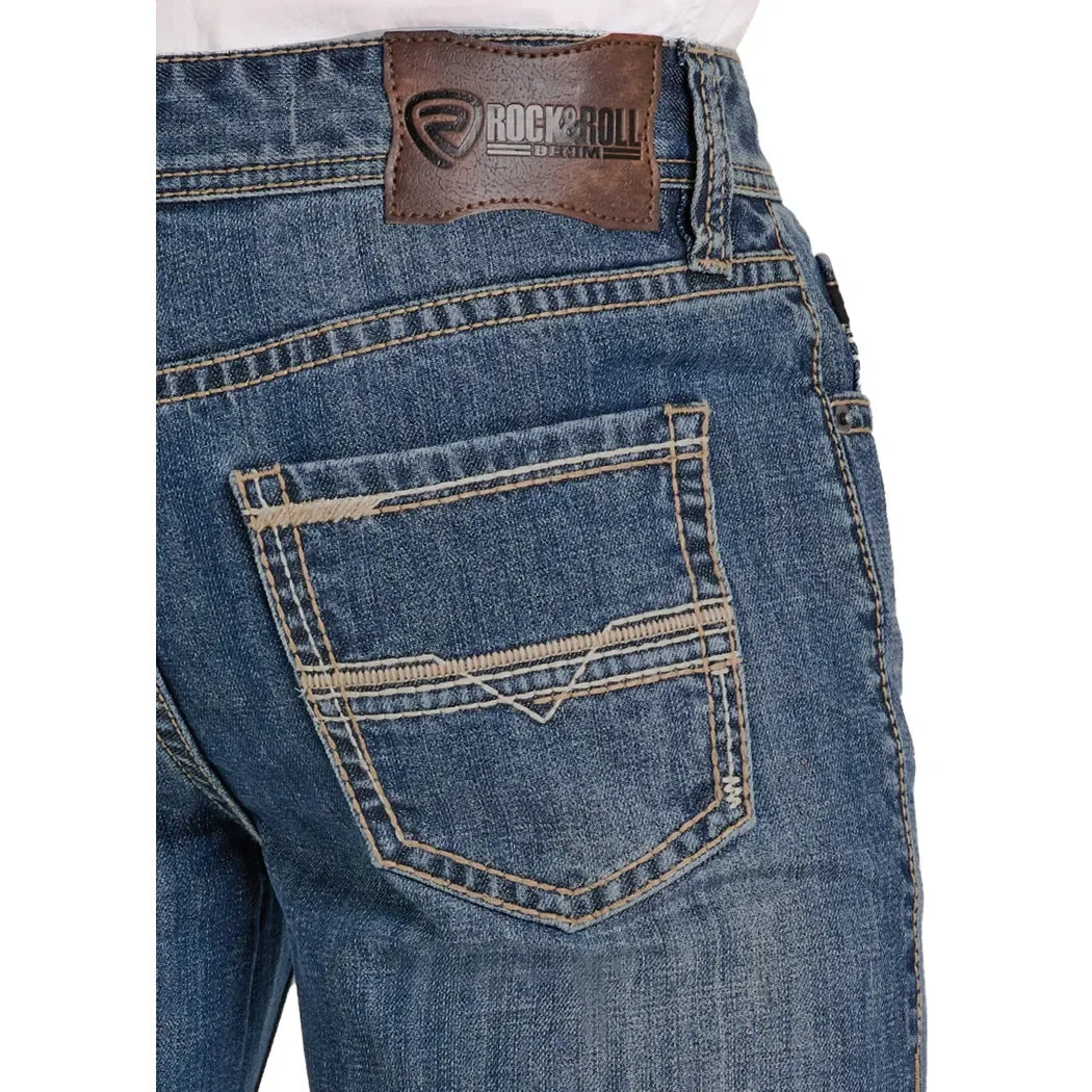 Men's Rock and Roll Denim Ladder Embroidered Double Barrel Straight BM0SD08008