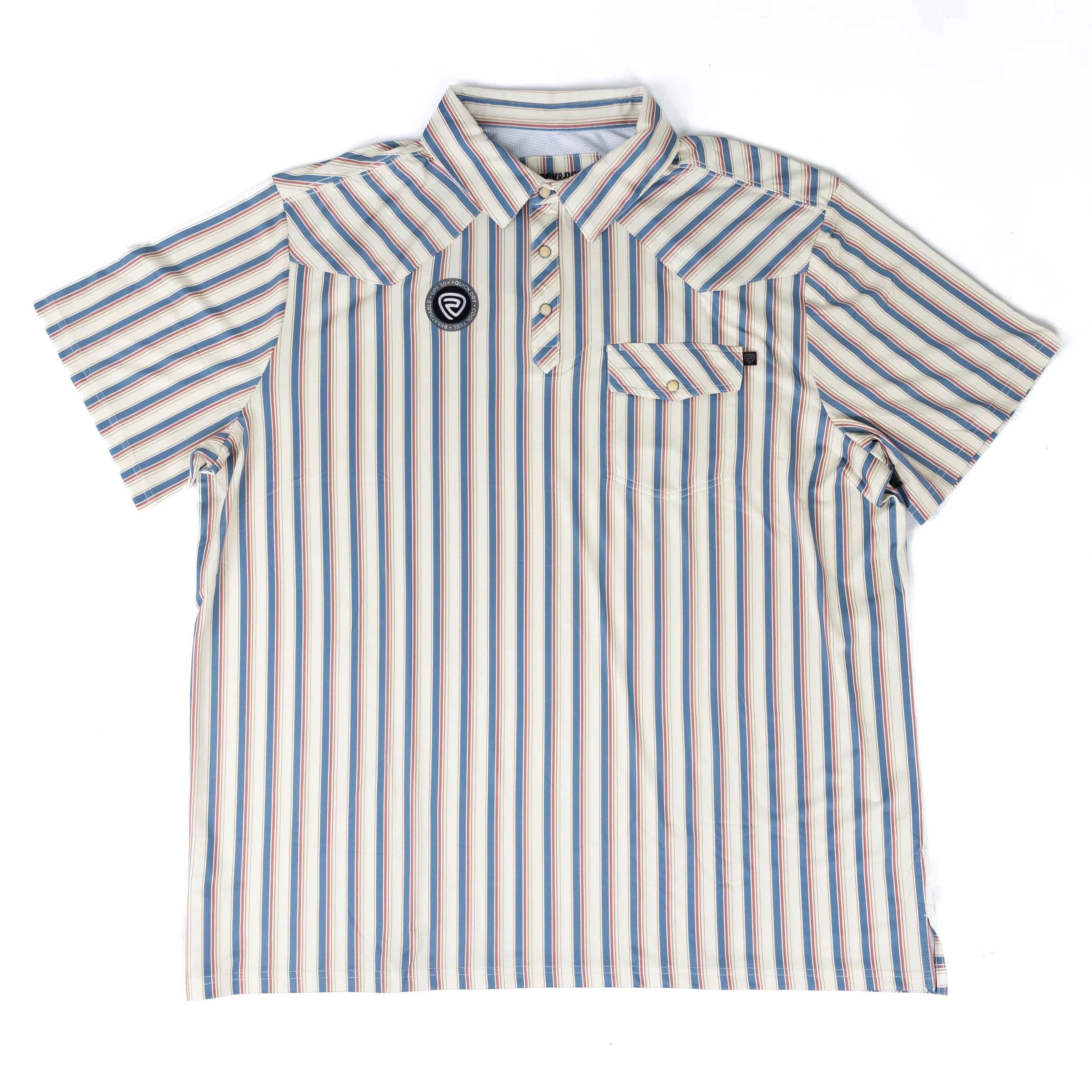 Men's Rock and Roll Denim Natural Western Stripe Shirt BM51T09057