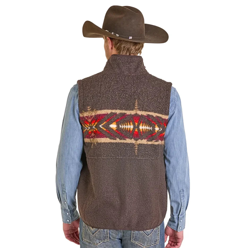Men's Rock and Roll Denim Printed Border Berber Vest BM98C06891-22