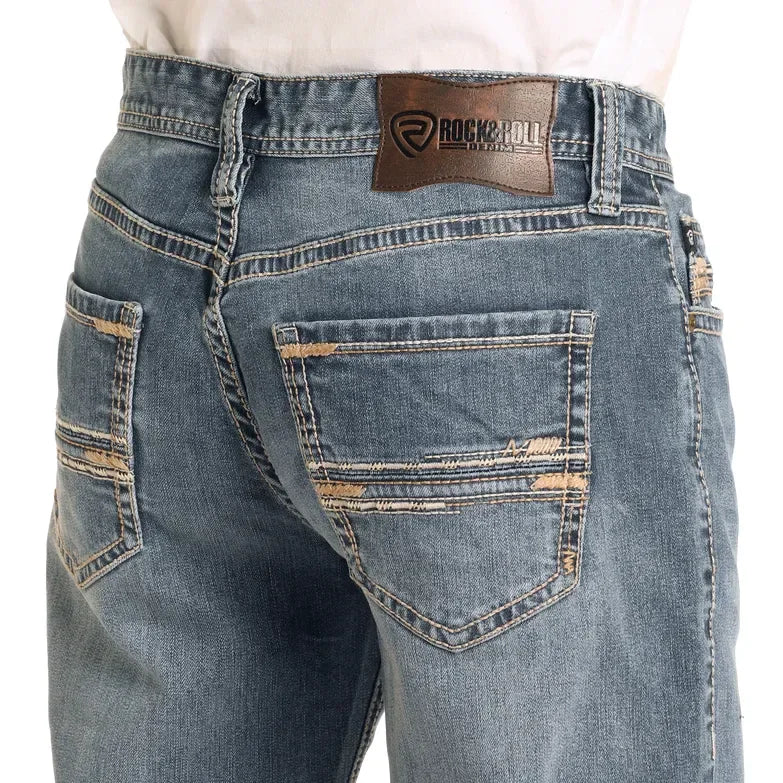 Men's Rock and Roll Denim Regular Fit Two-Tone Stitch Stackable Bootcut Jeans BMSPD04818 - Crazy House Western Wear