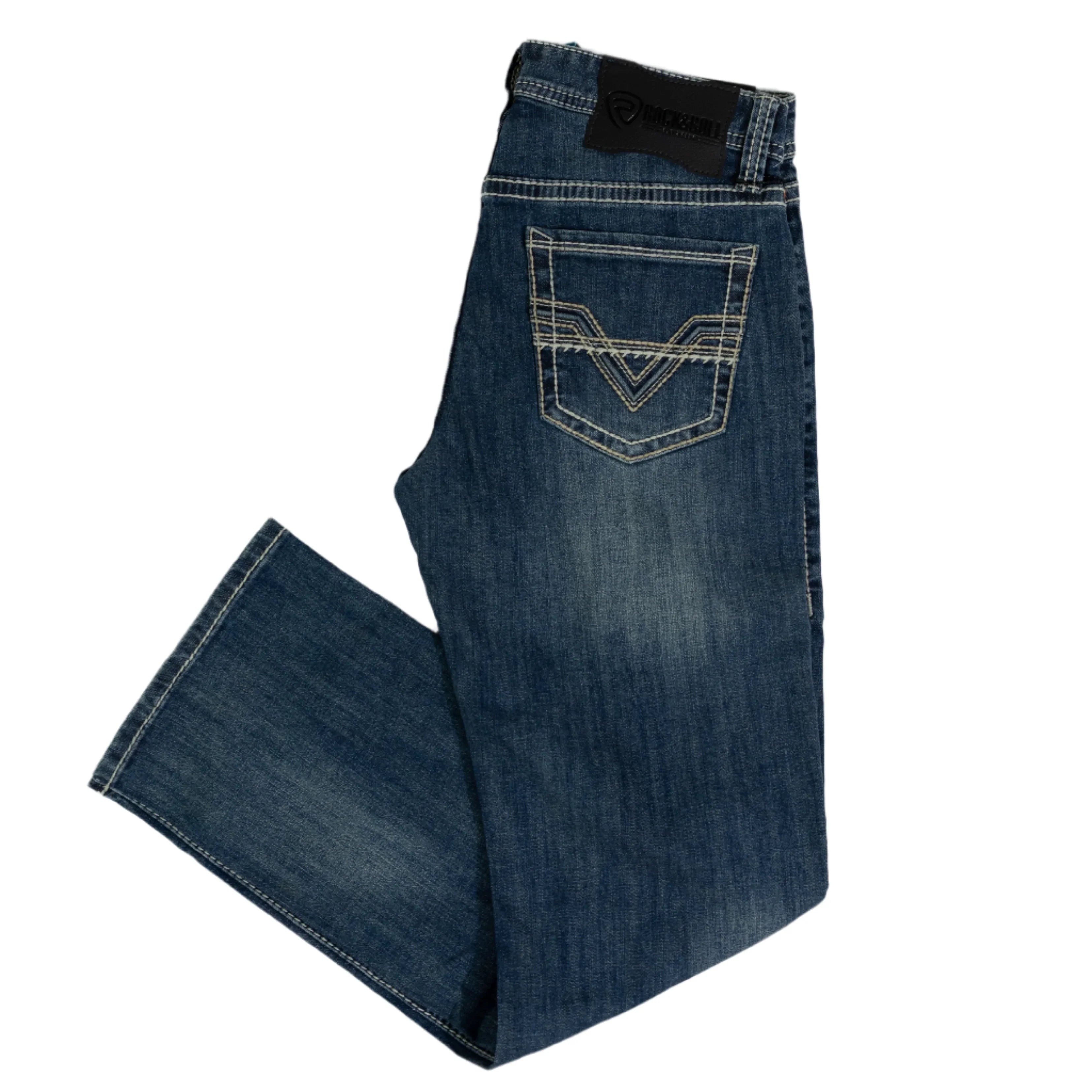Men's Rock and Roll Denim Revolver Straight Boot Cut Jeans BM1RD07366