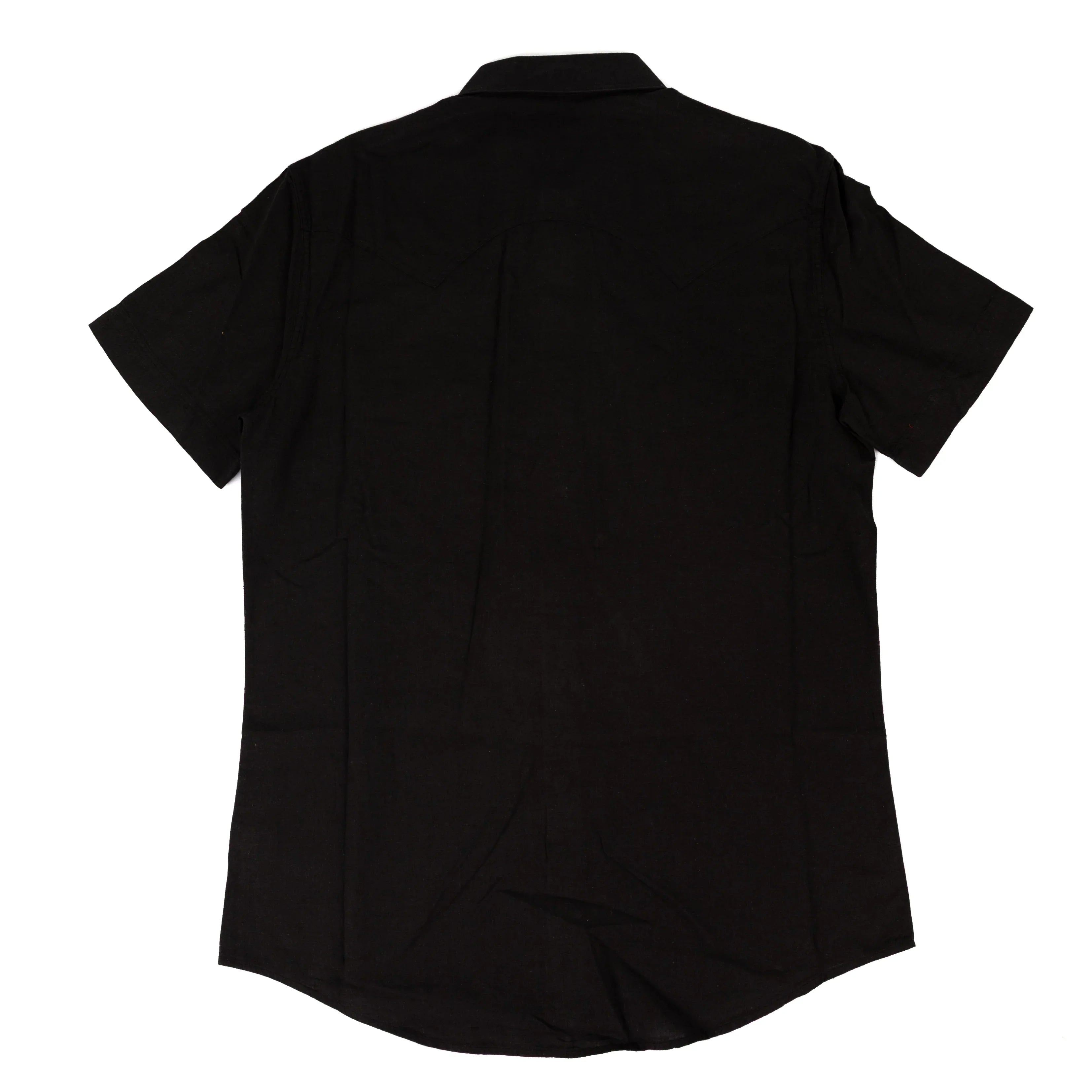 Men's Rock and Roll Denim Short Sleeve Black Button Up Shirt BMN3S08755