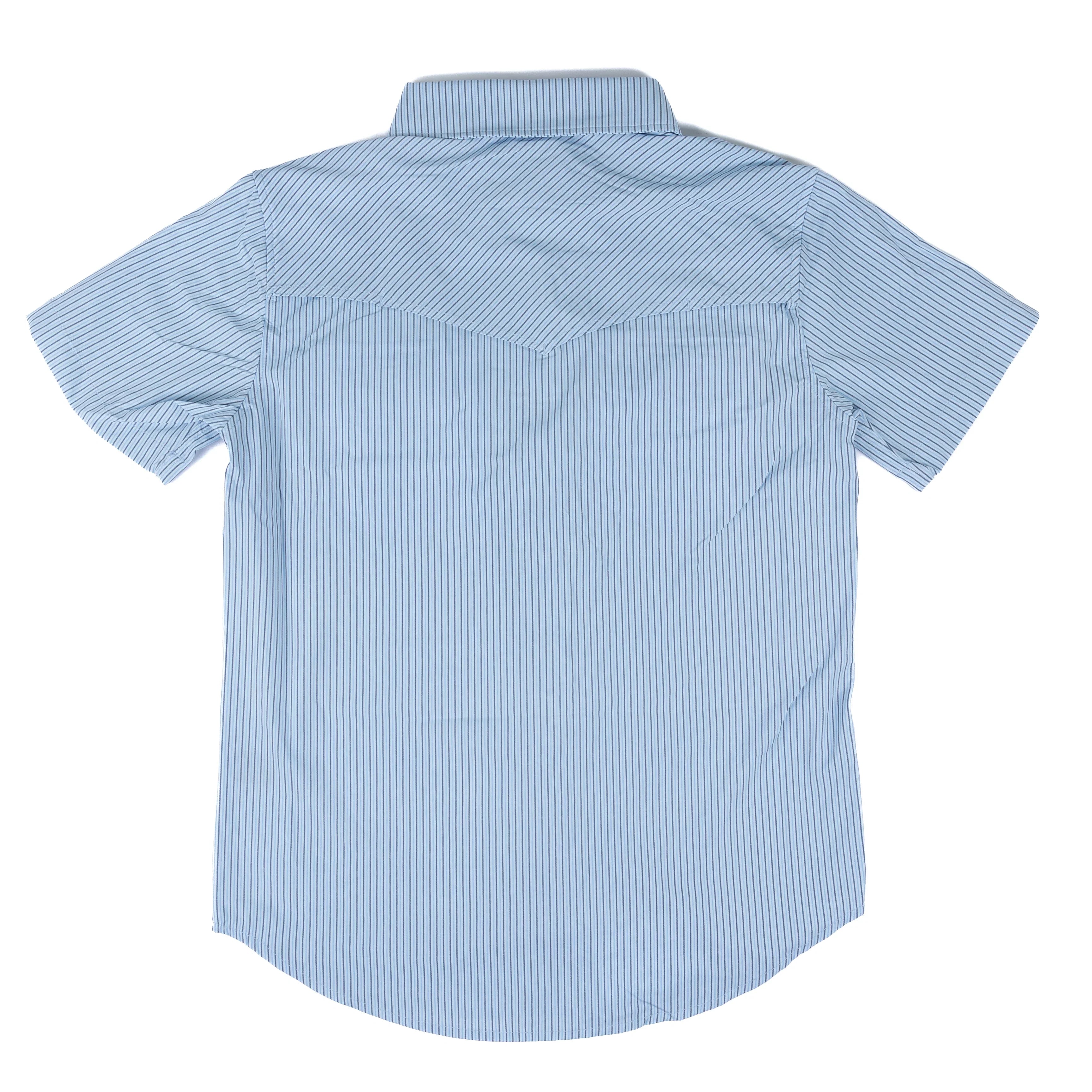 Men's Rock and Roll Denim Short Sleeve Striped Tek Core Snap Shirt BMN3S08379
