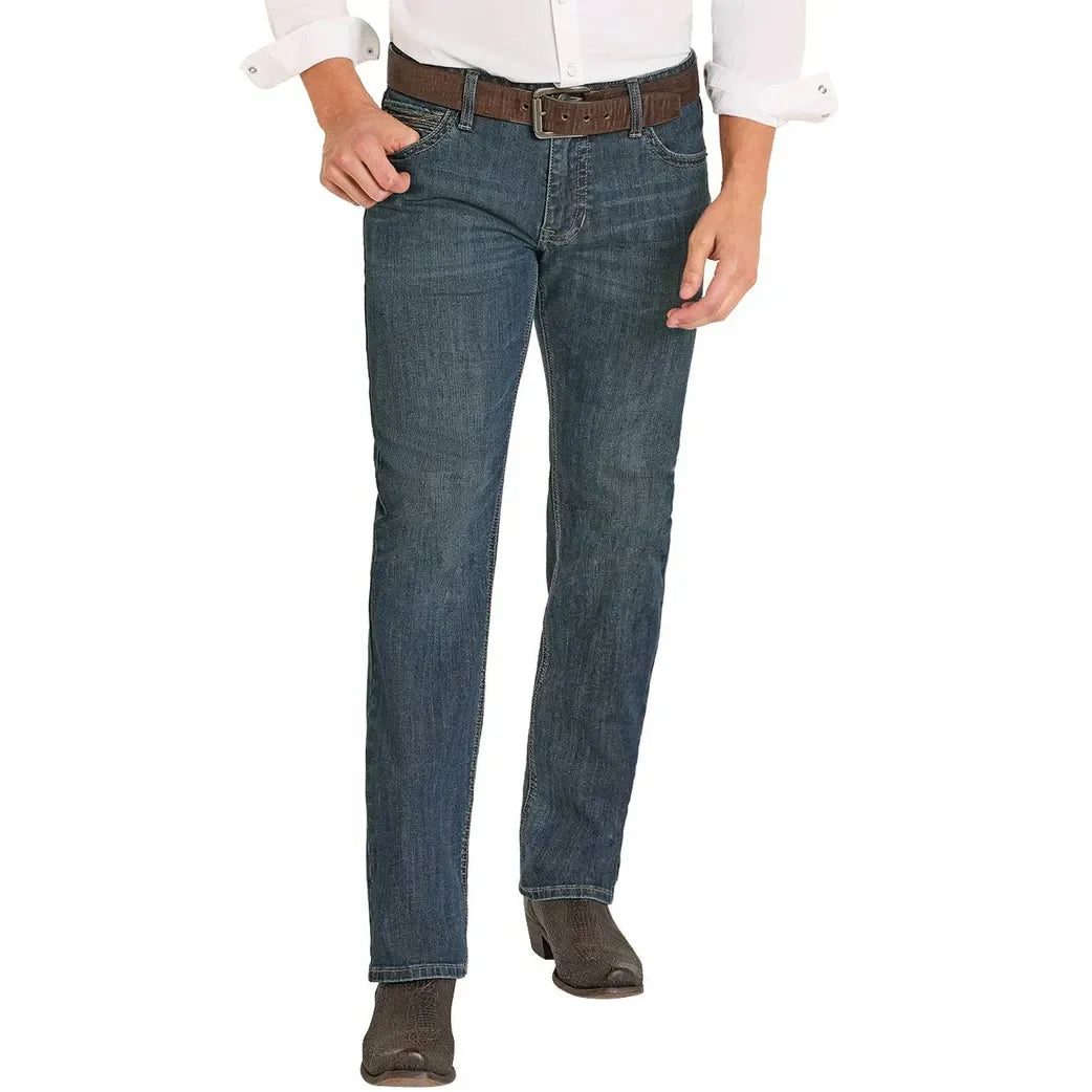 Men's Rock and Roll Denim Straight Boot Dark Vintage Jeans BM1RD08020