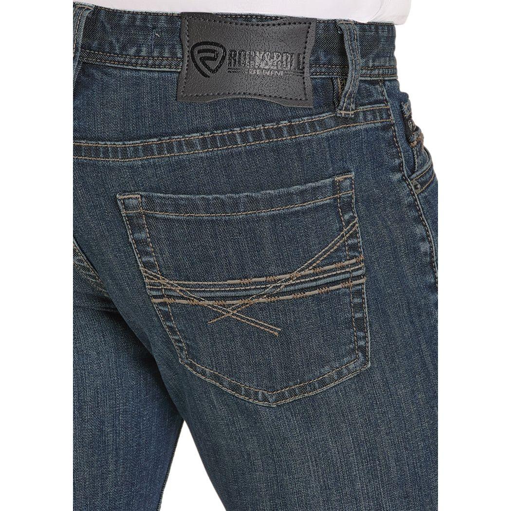 Men's Rock and Roll Denim Straight Boot Dark Vintage Jeans BM1RD08020