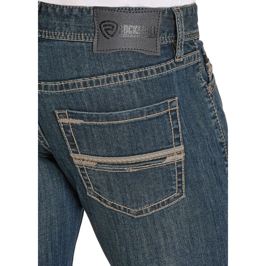 Men's Rock and Roll Denim Straight Embroidered Pistol Straight Jeans BM1PD08013