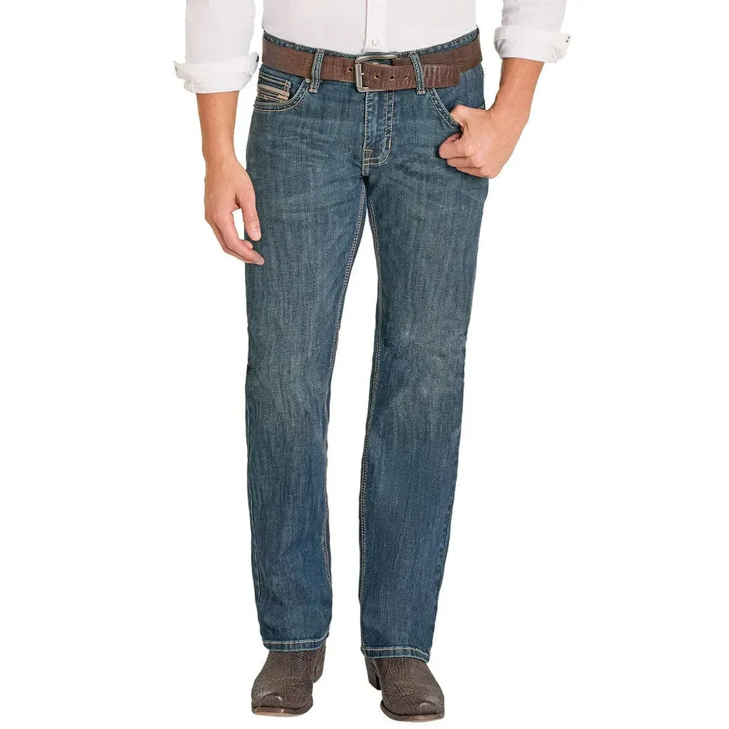 Men's Rock and Roll Denim Straight Embroidered Pistol Straight Jeans BM1PD08013