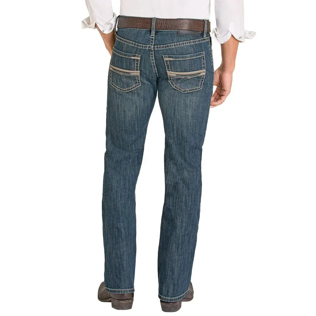Men's Rock and Roll Denim Straight Embroidered Pistol Straight Jeans BM1PD08013