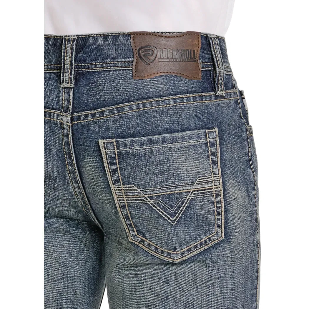 Men's Rock and Roll Denim Two Tone Double Barrel Straight Jeans BM0SD07350