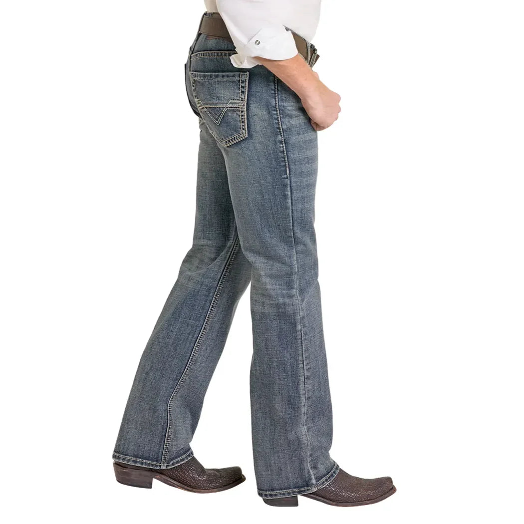 Men's Rock and Roll Denim Two Tone Double Barrel Straight Jeans BM0SD07350